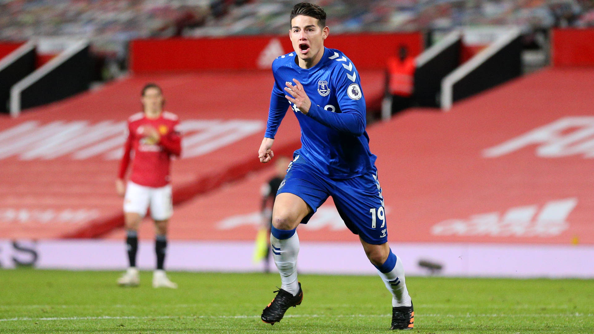 James Rodriguez, blue kit, vibrant green pitch, Full HD Desktop Wallpaper