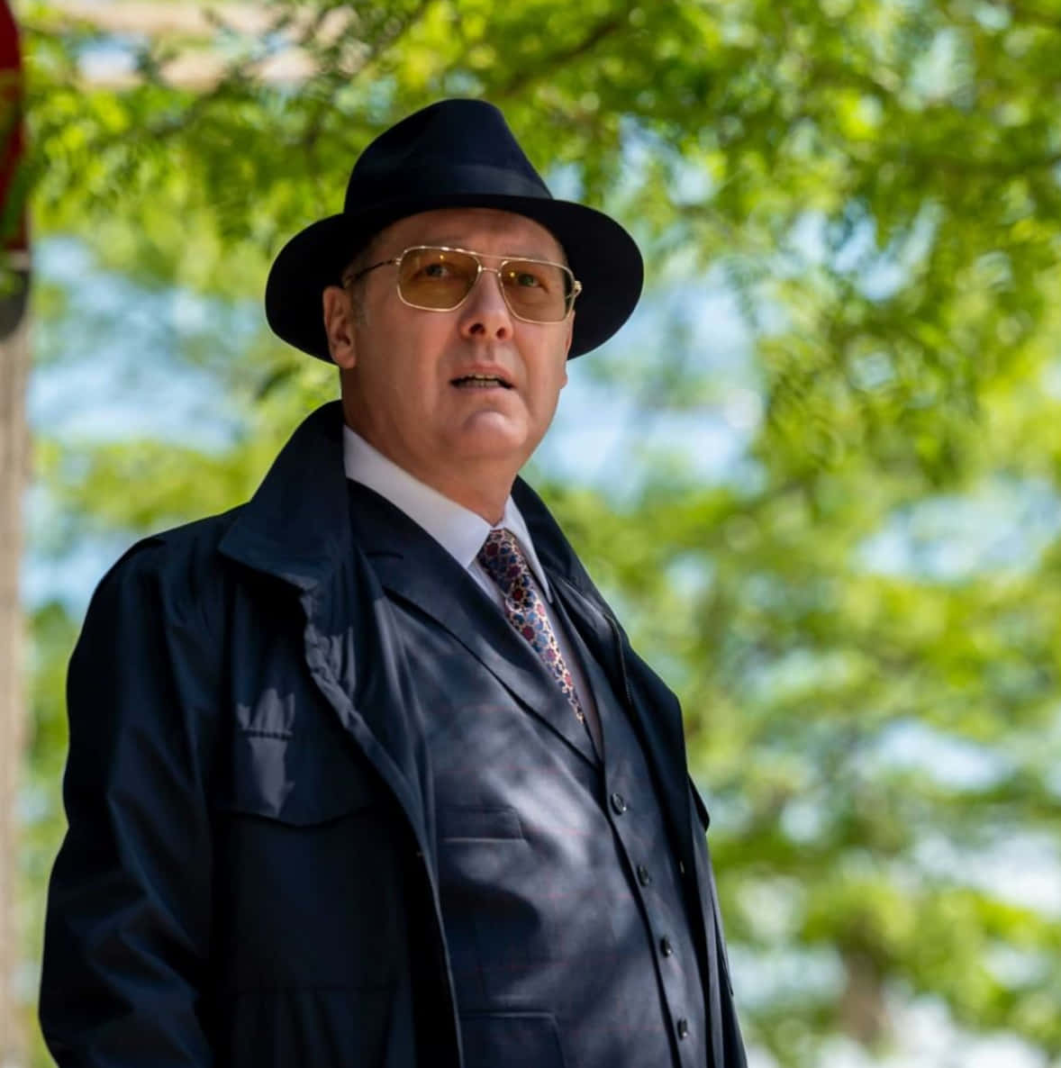 James Spader, dark fedora, trench coat, SD Phone Wallpaper