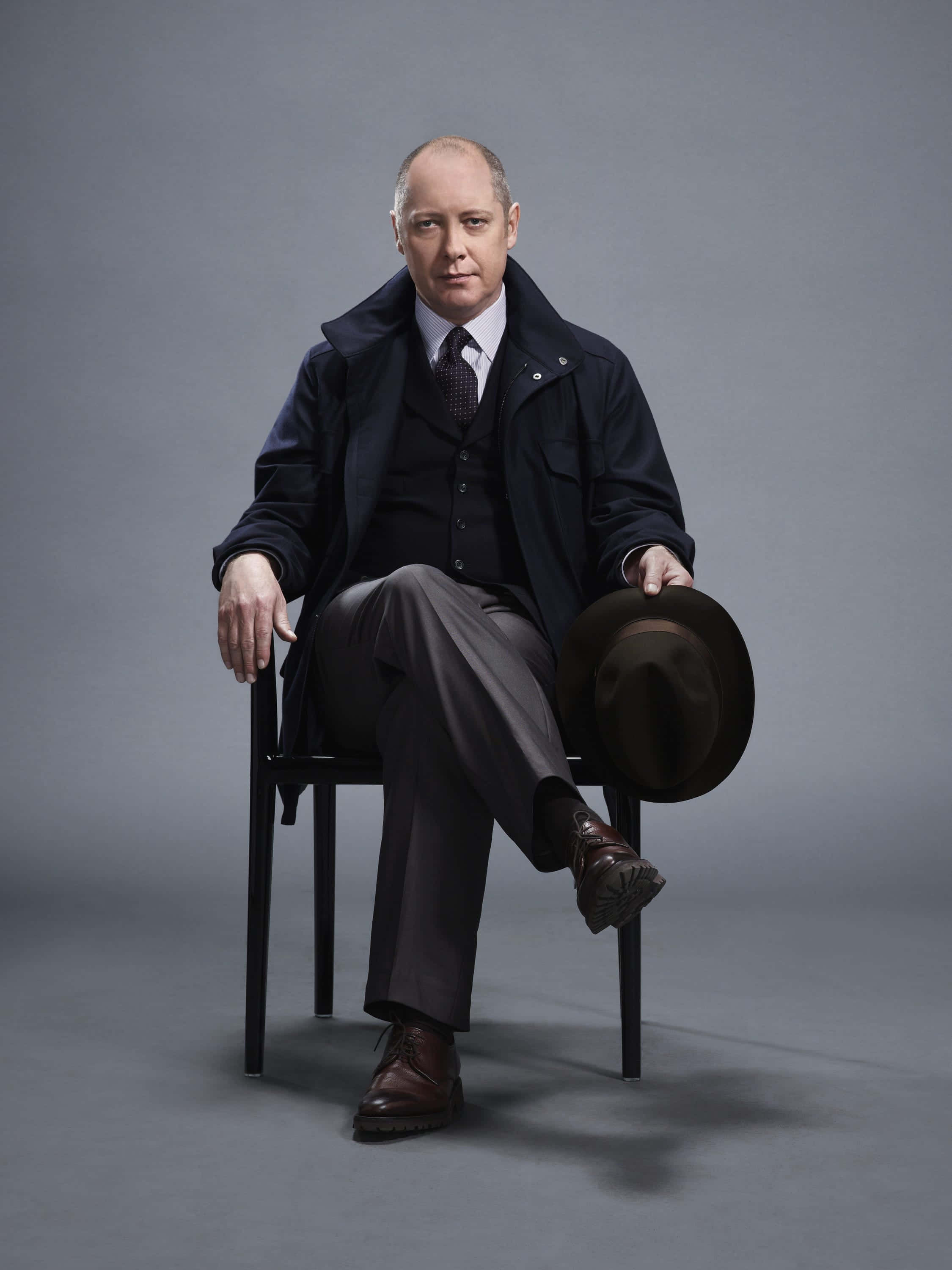 James Spader, dark coat, hat, 2K Phone Wallpaper