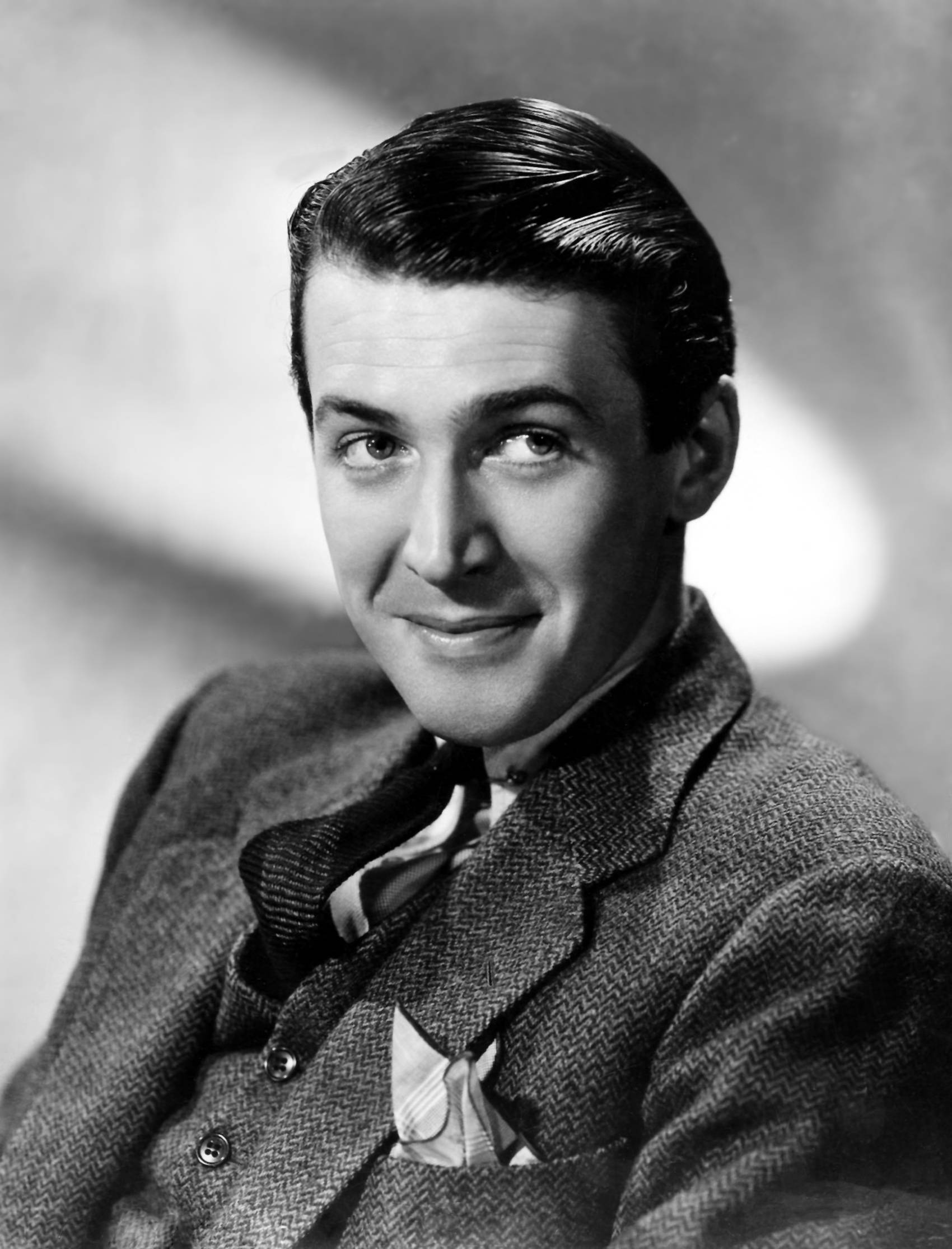 James Stewart, herringbone suit, black and white portrait, Full HD Phone Wallpaper