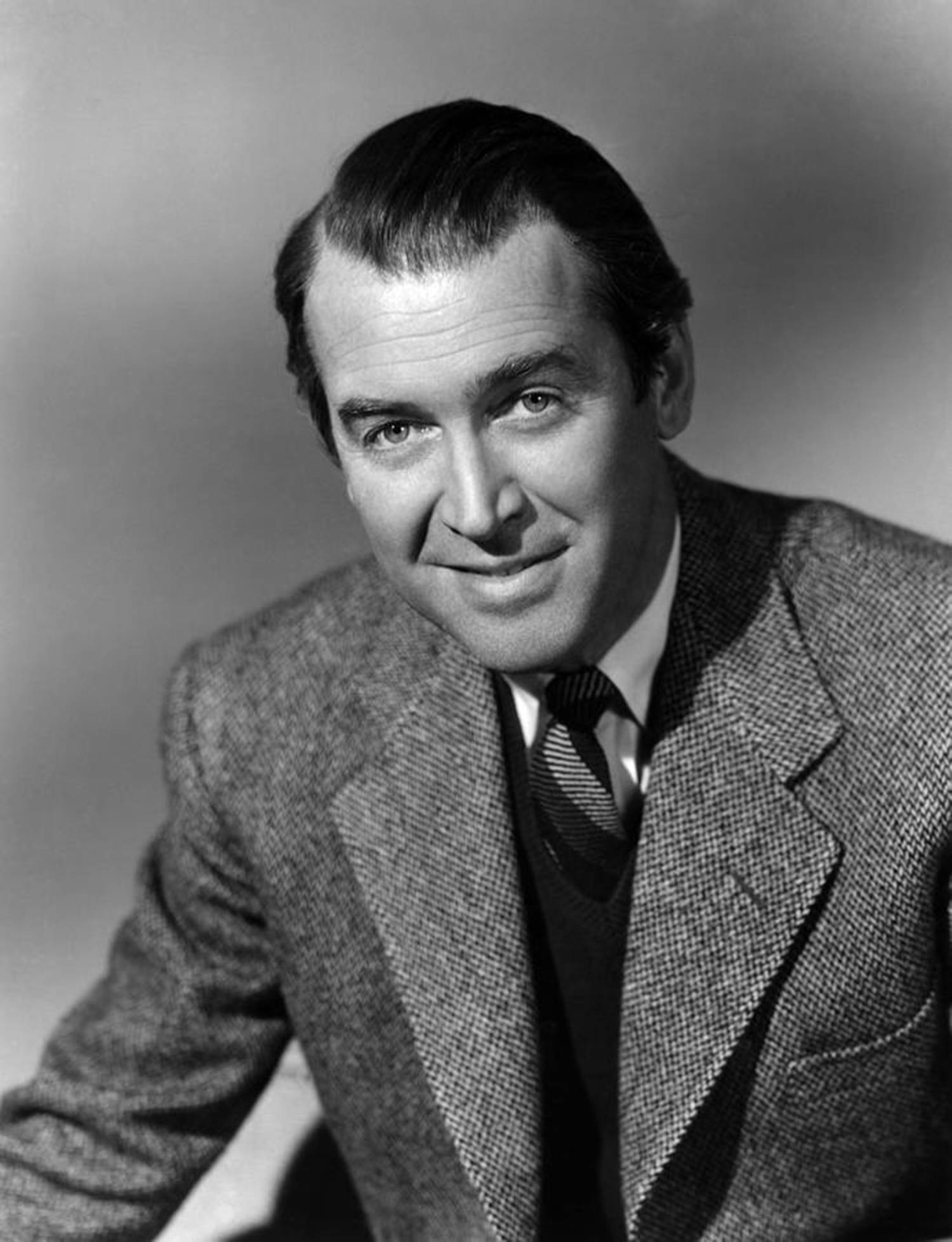 James Stewart, black and white portrait, textured suit, Full HD Phone Wallpaper