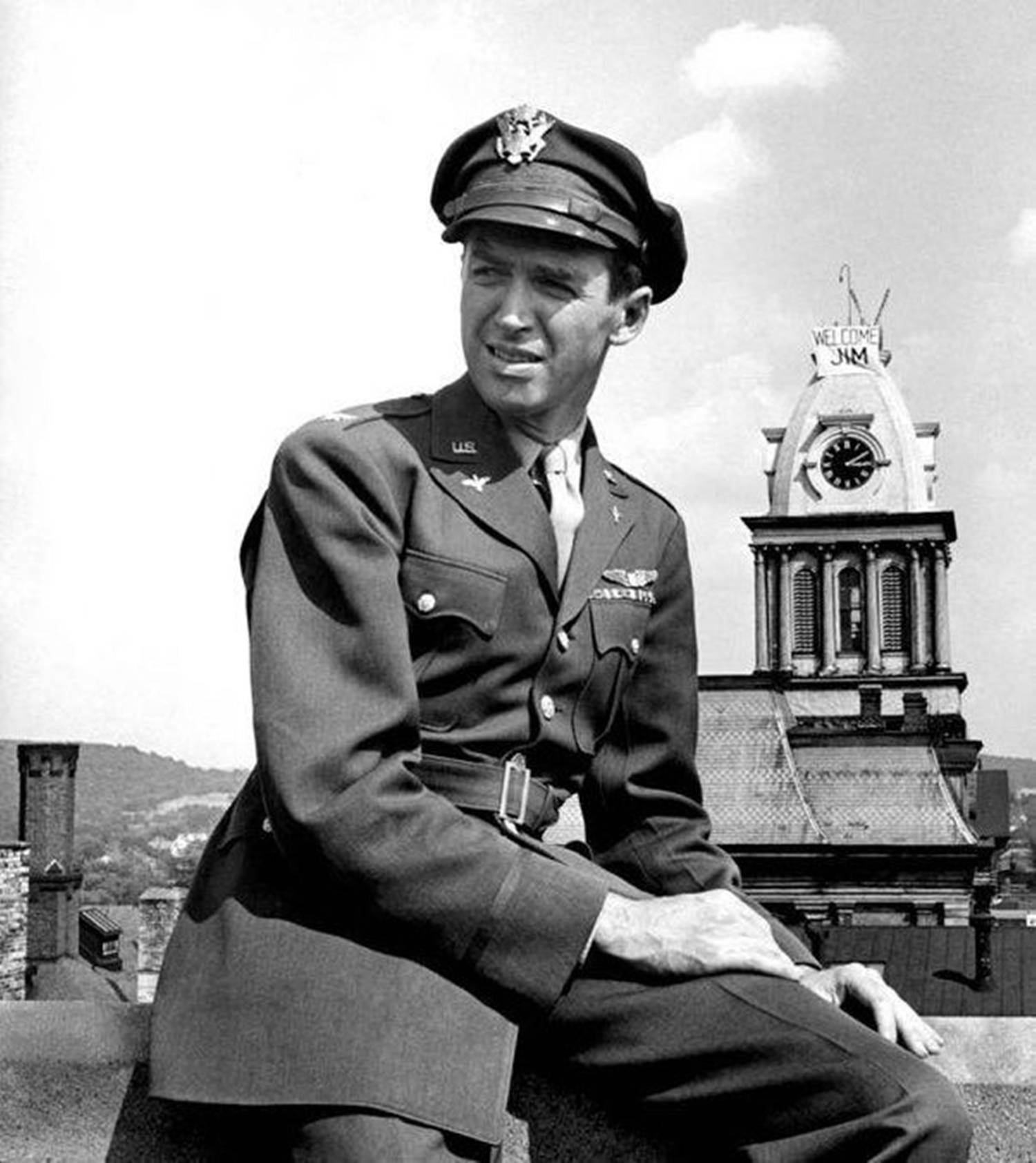 James Stewart, military uniform, rooftop, HD Phone Wallpaper