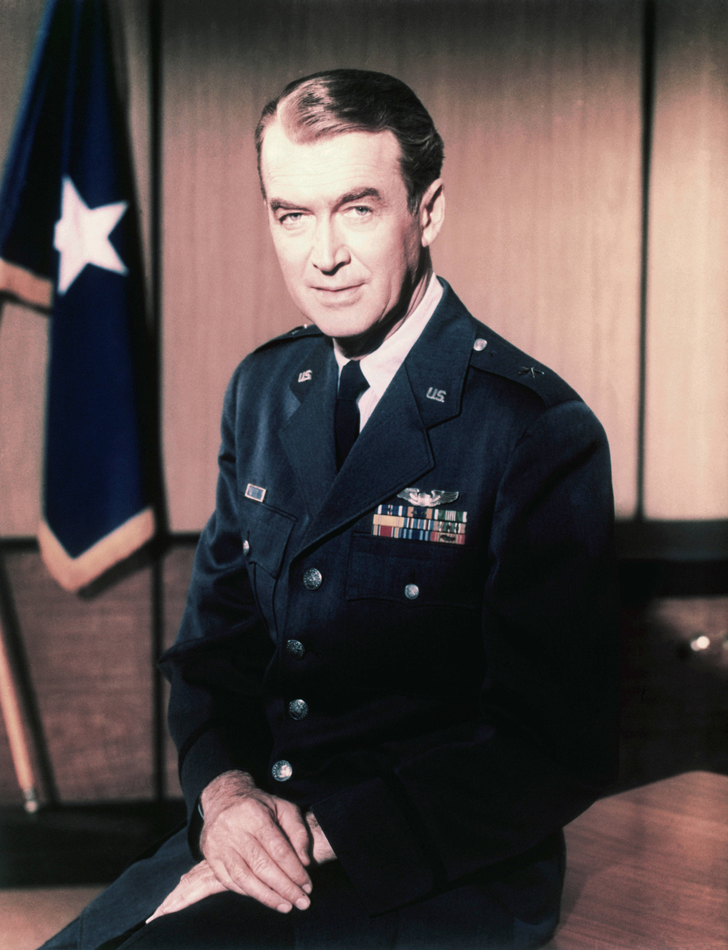 James Stewart, dark military uniform, medals, 2K Phone Wallpaper