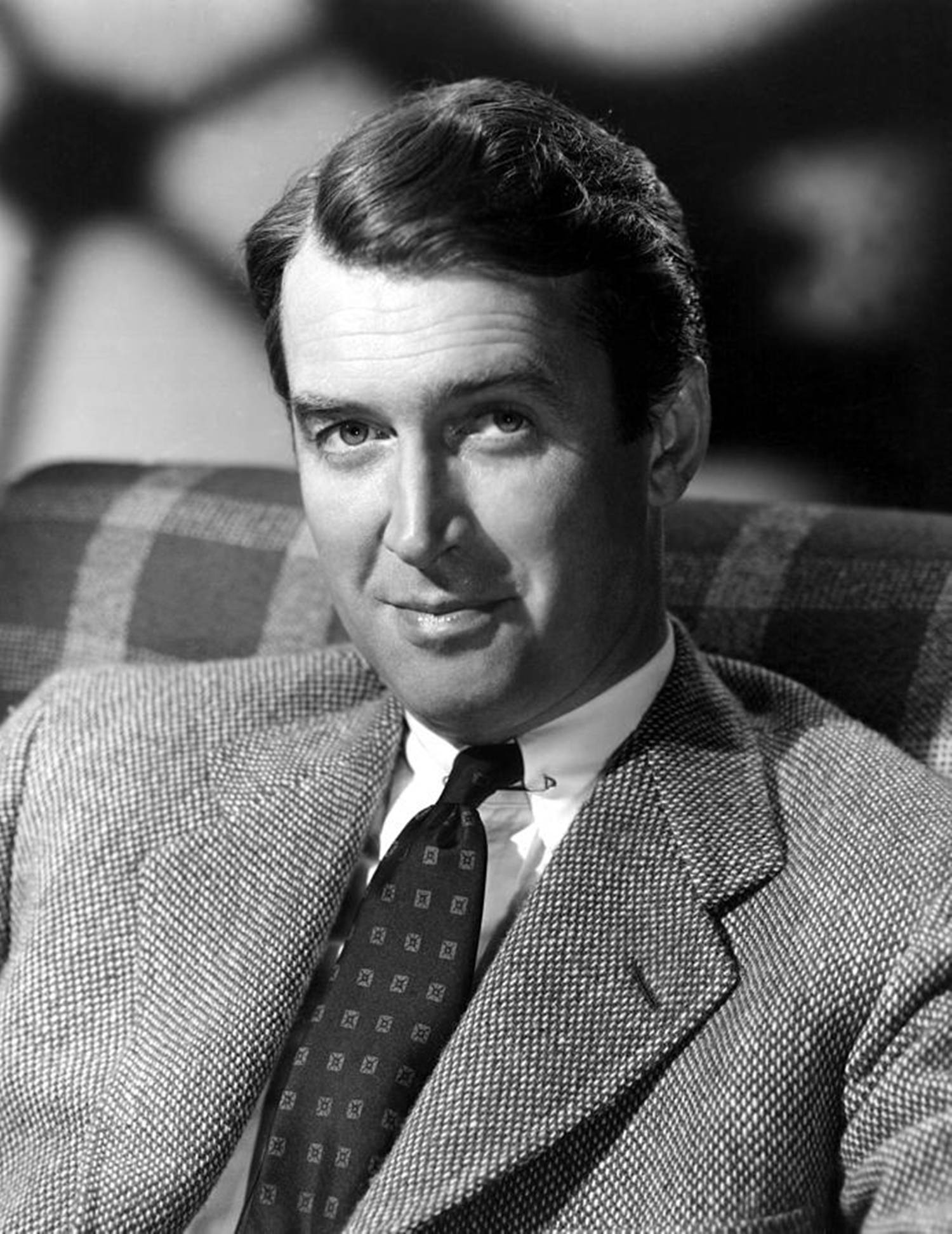 James Stewart, black and white portrait, suit and tie, Full HD Phone Wallpaper