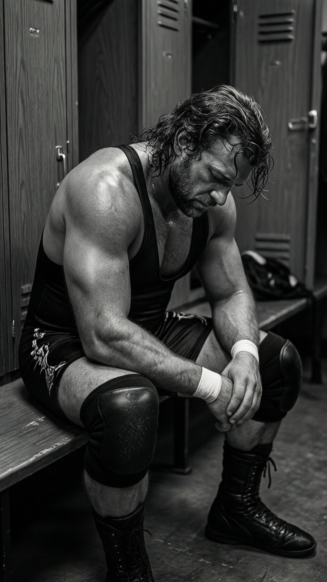James Storm, locker room, black and white, Full HD Phone Wallpaper