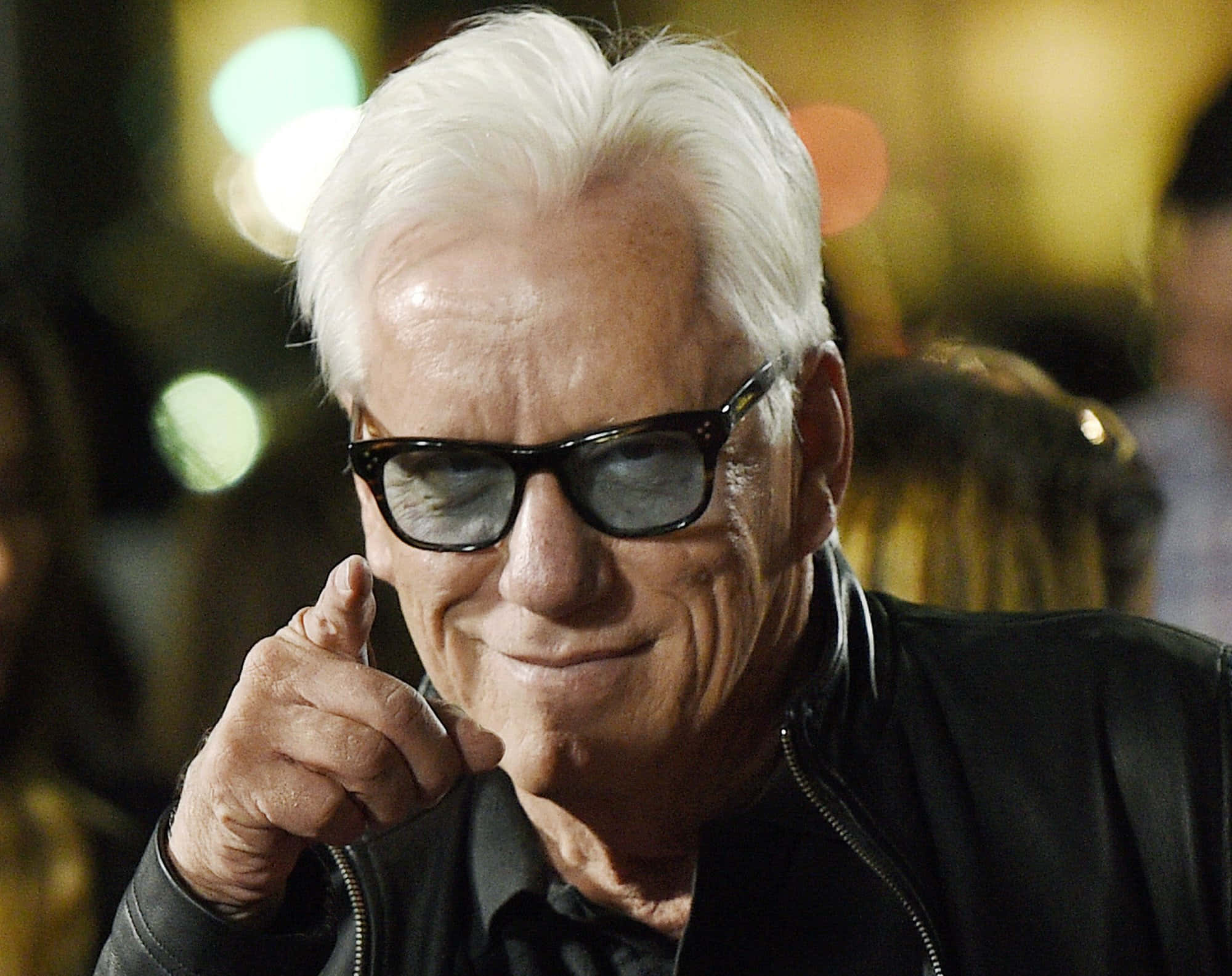 James Woods, black leather jacket, white hair, Full HD Desktop Wallpaper