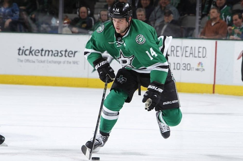 Jamie Benn, green jersey, number 14, SD Desktop Wallpaper