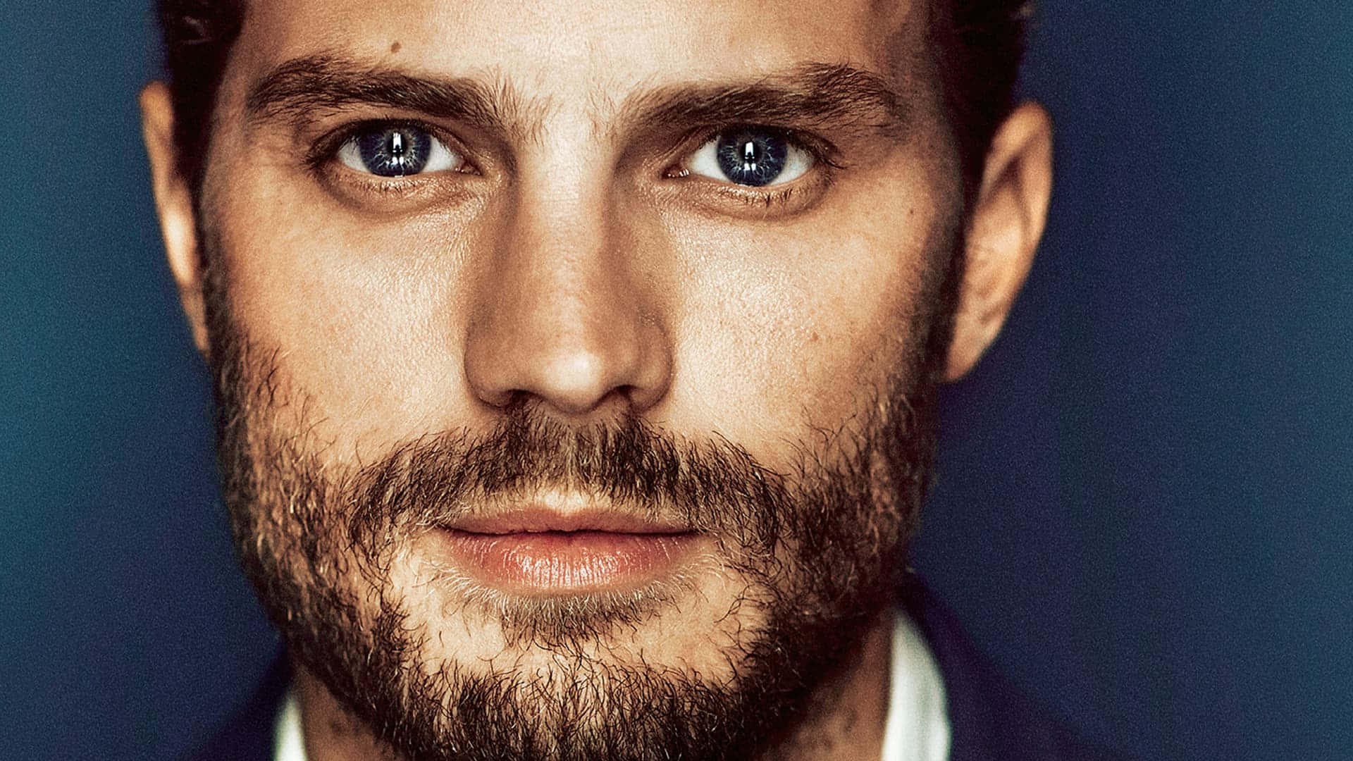 Jamie Dornan, intense blue eyes, beard, Full HD Desktop Wallpaper