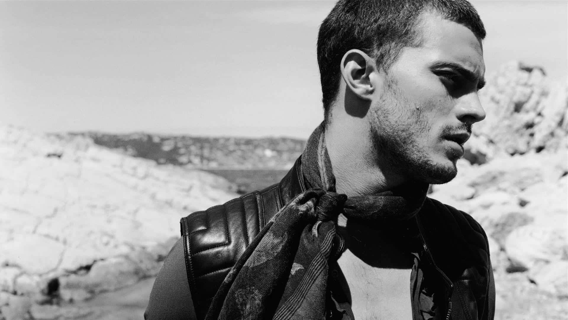 Jamie Dornan, leather vest, scarf, Full HD Desktop Wallpaper