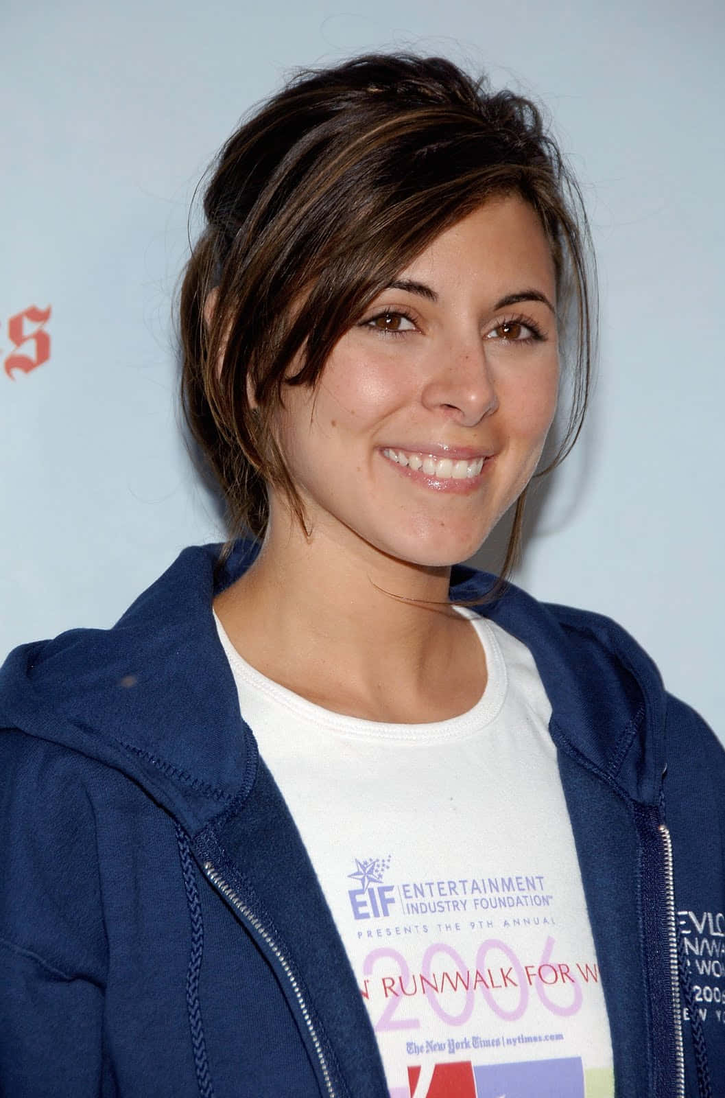 Jamie Lynn Sigler, blue hoodie, white t-shirt, HD Phone Wallpaper
