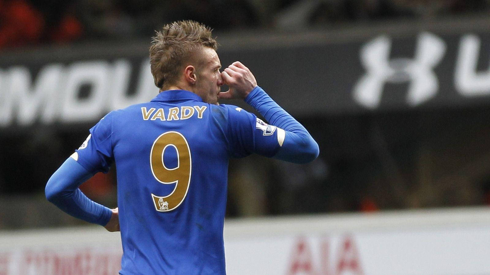 Jamie Vardy, blue jersey, number 9, HD Desktop Wallpaper