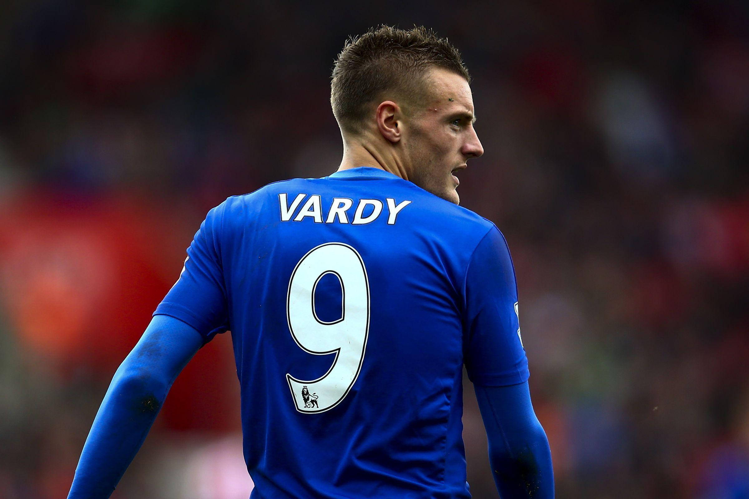 Jamie Vardy, blue jersey, VARDY, Full HD Desktop Wallpaper