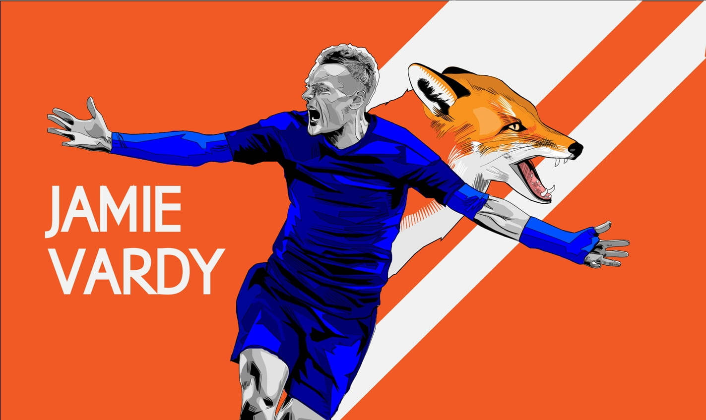 Jamie Vardy, fox, blue kit, HD Desktop Wallpaper