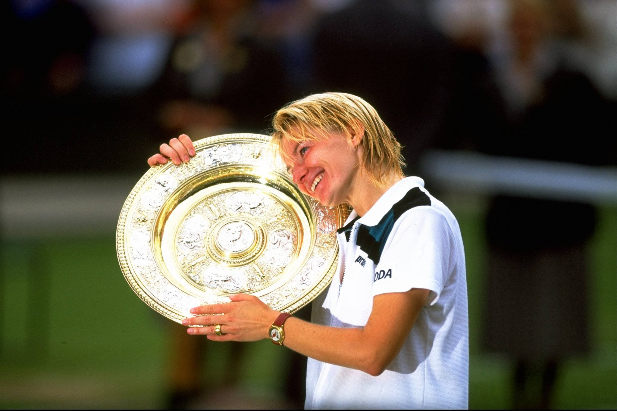 Jana Novotna, silver trophy, grass court, Full HD Desktop Wallpaper