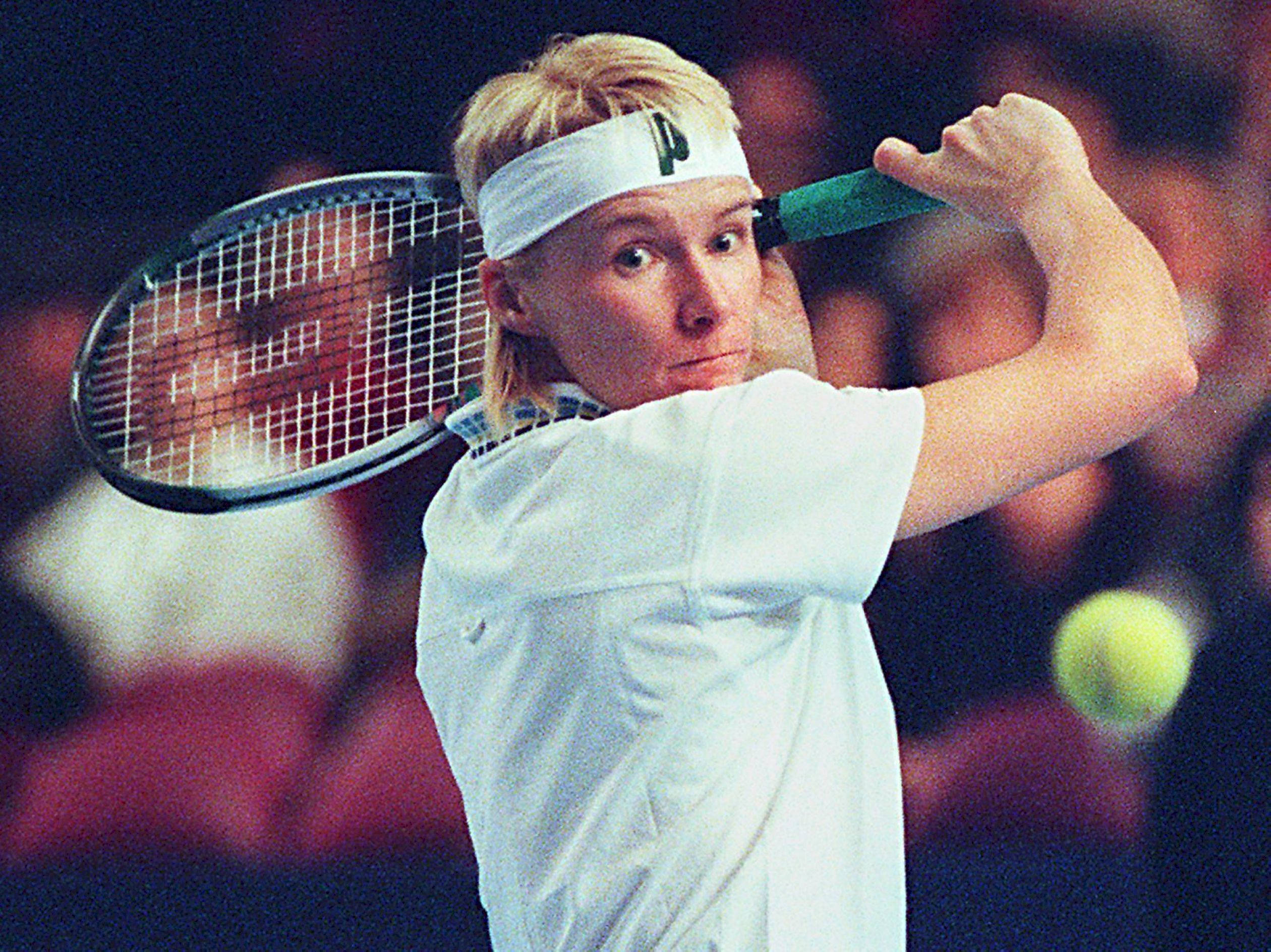 Jana Novotna, blonde tennis player, white gear, Full HD Desktop Wallpaper
