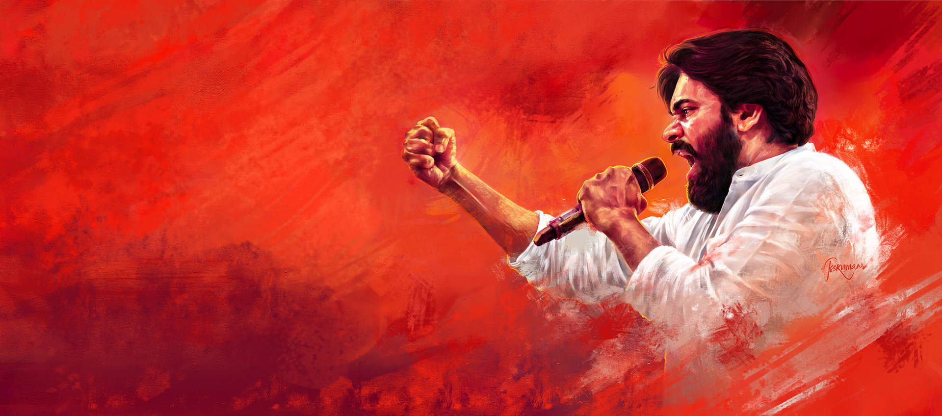 Janasena Party, red, digital artwork, Full HD Desktop Wallpaper