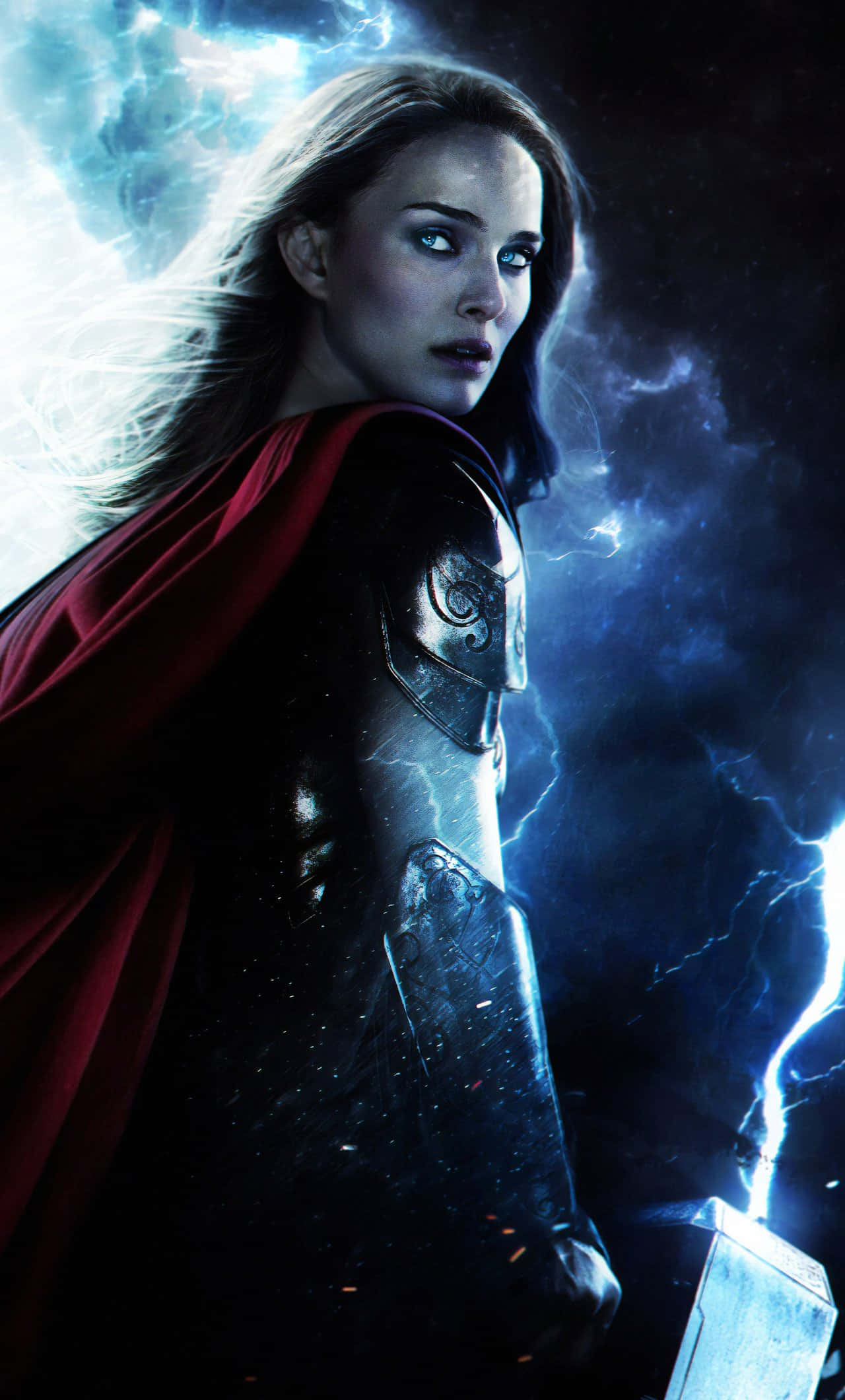 Jane Foster, red cape, armor, Full HD Phone Wallpaper