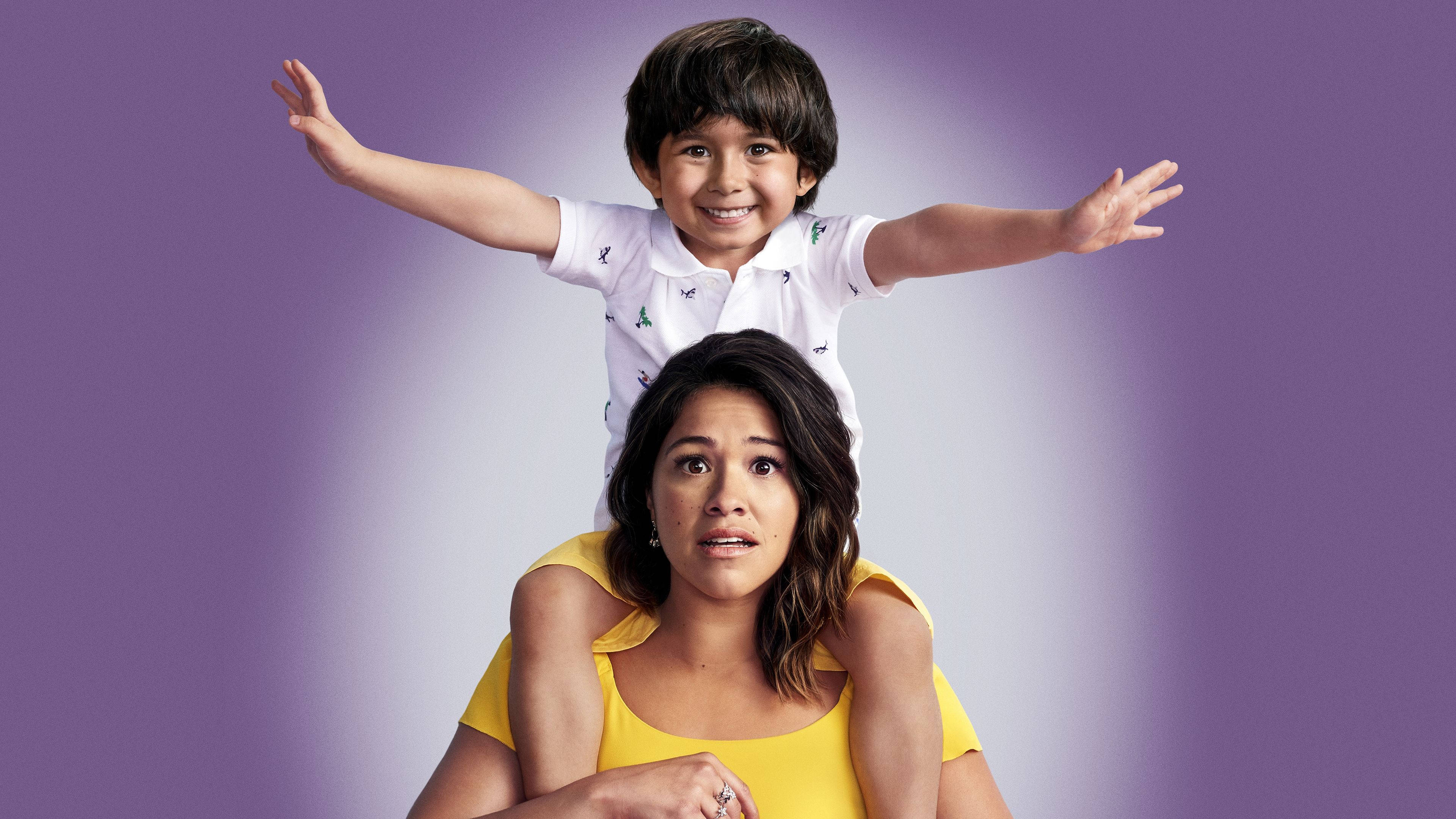 Jane the virgin, mom-plicated, soft purple gradient background, 4K Desktop Wallpaper