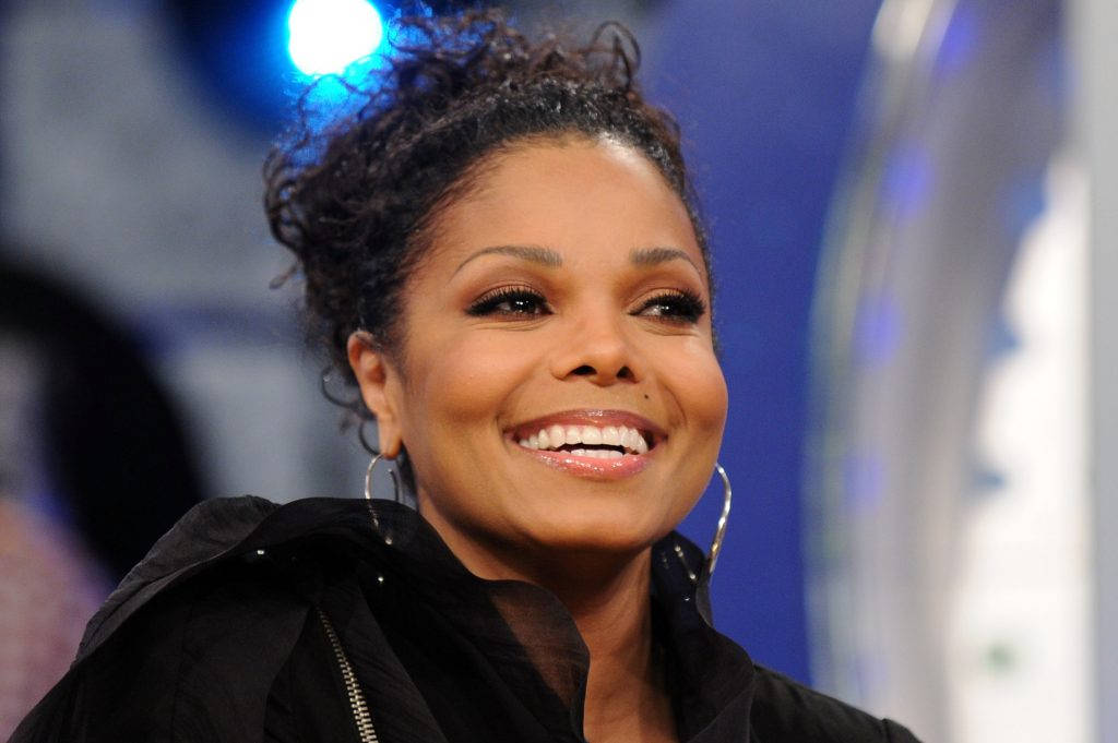 Janet Jackson, curly hair, hoop earrings, SD Desktop Wallpaper