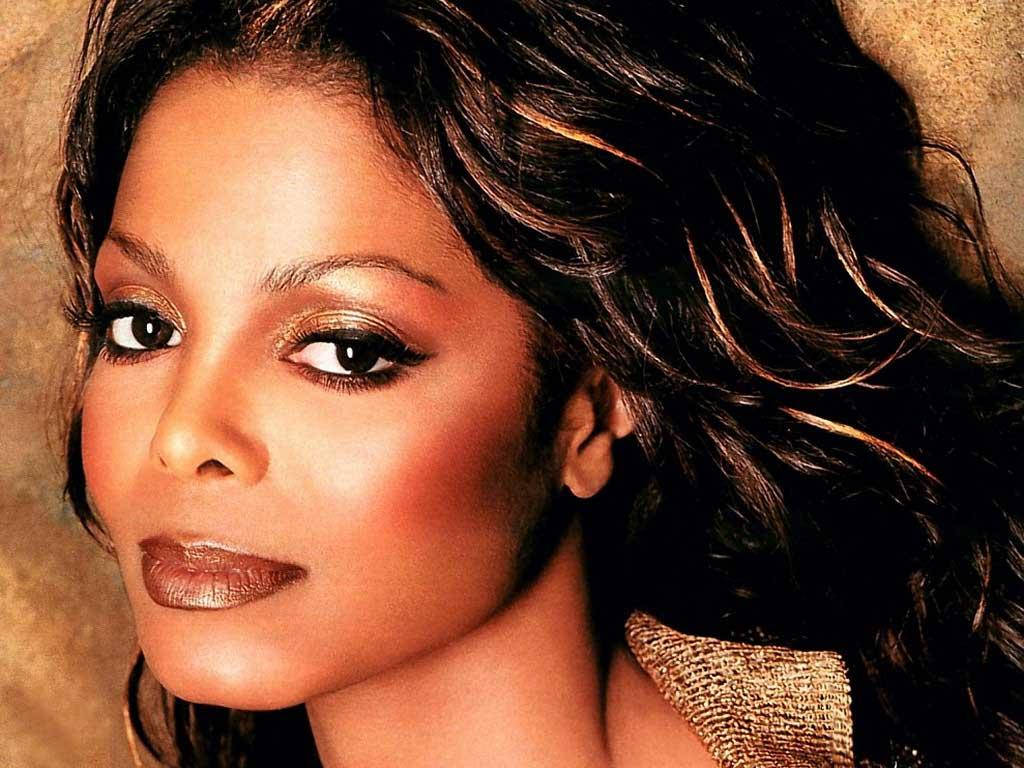 Janet Jackson, 90s look, dark wavy hair, SD Desktop Wallpaper