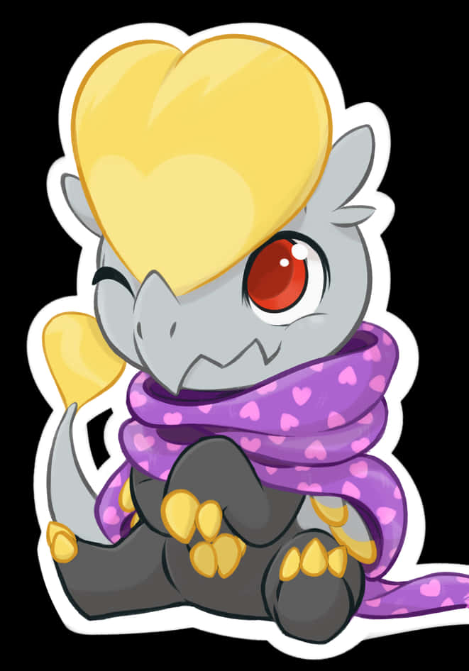 Jangmo-o, purple scarf, heart-patterned scarf, SD Phone Wallpaper