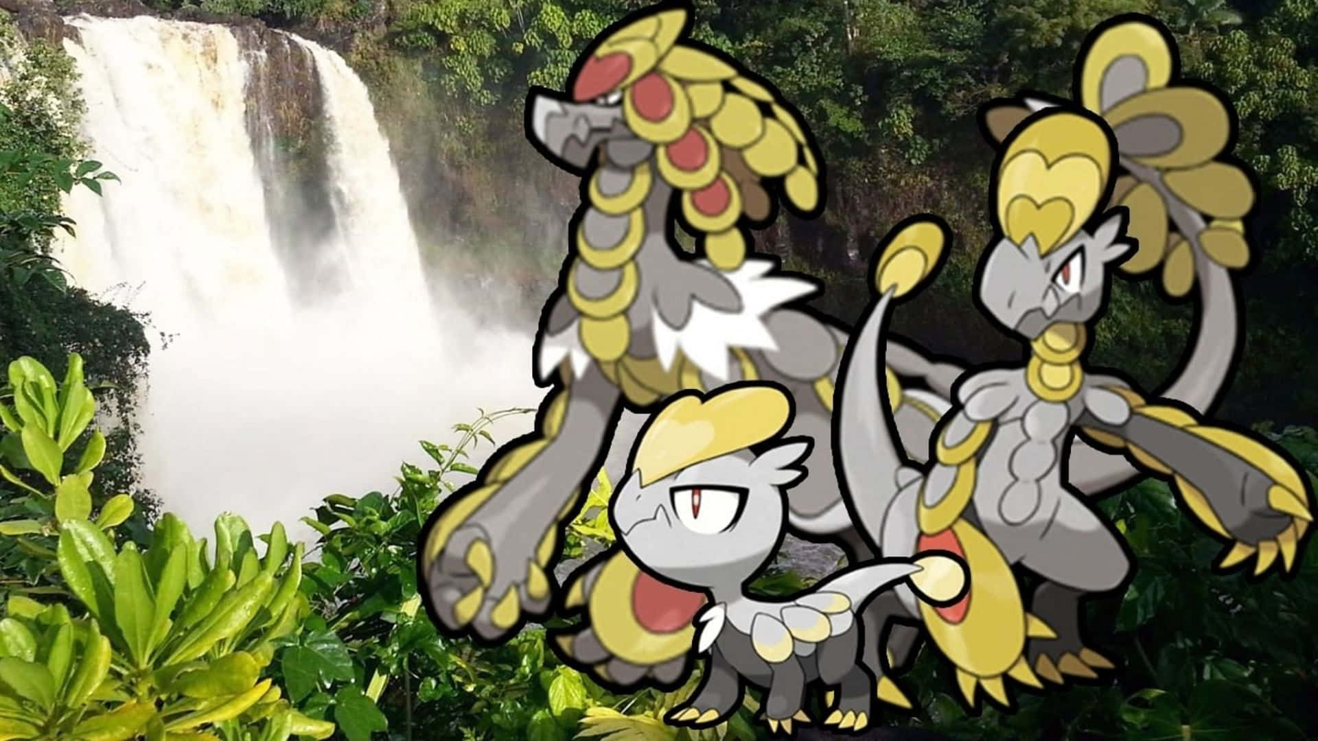 Jangmo-o, waterfalls, lush jungle, Full HD Desktop Wallpaper