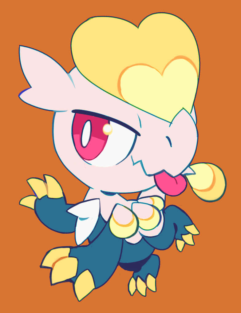 Jangmo-o, heart-shaped yellow hairstyle, pink tongue, SD Phone Wallpaper