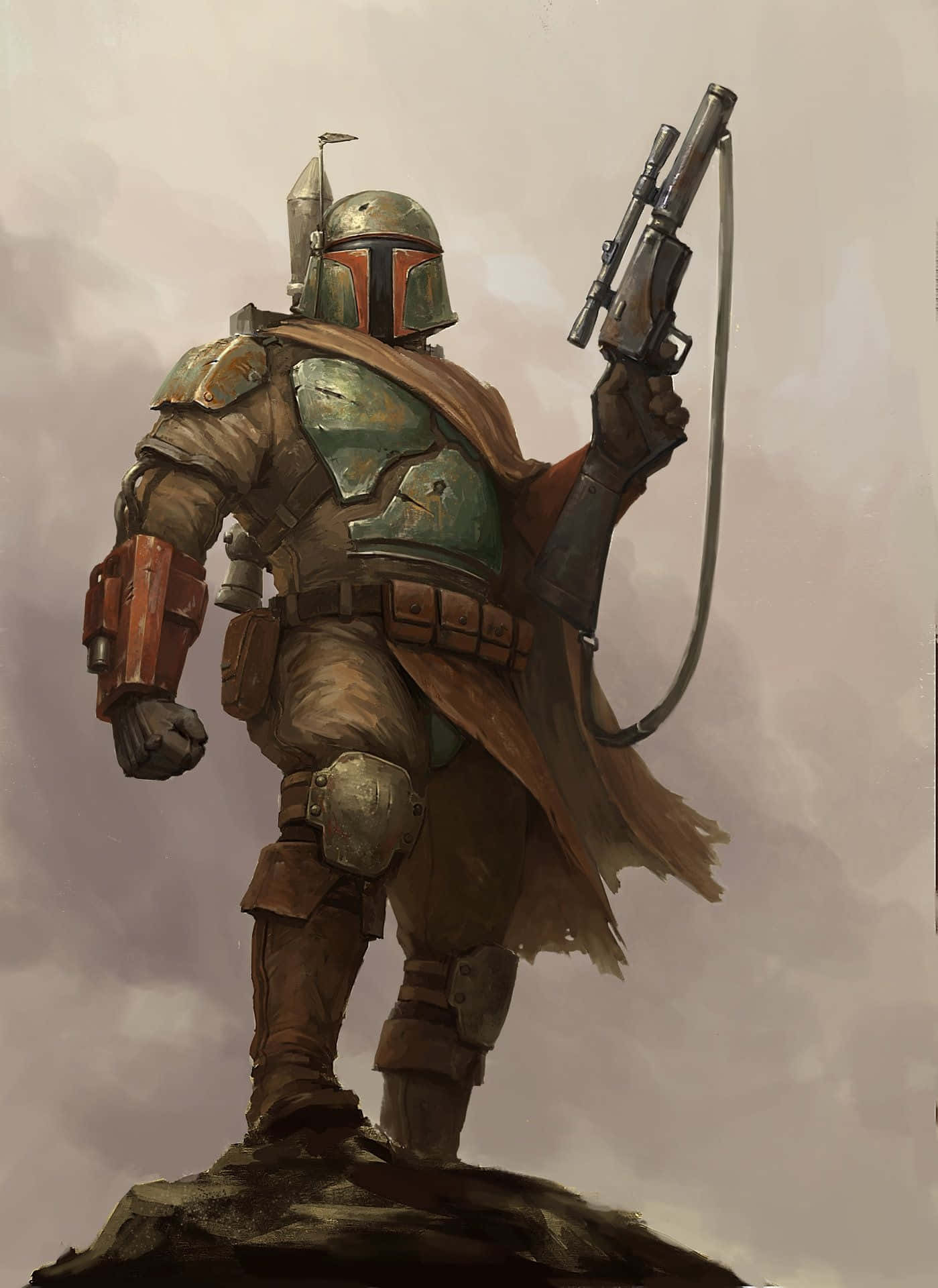 Jango Fett, battle mode, weathered armor, Full HD Phone Wallpaper