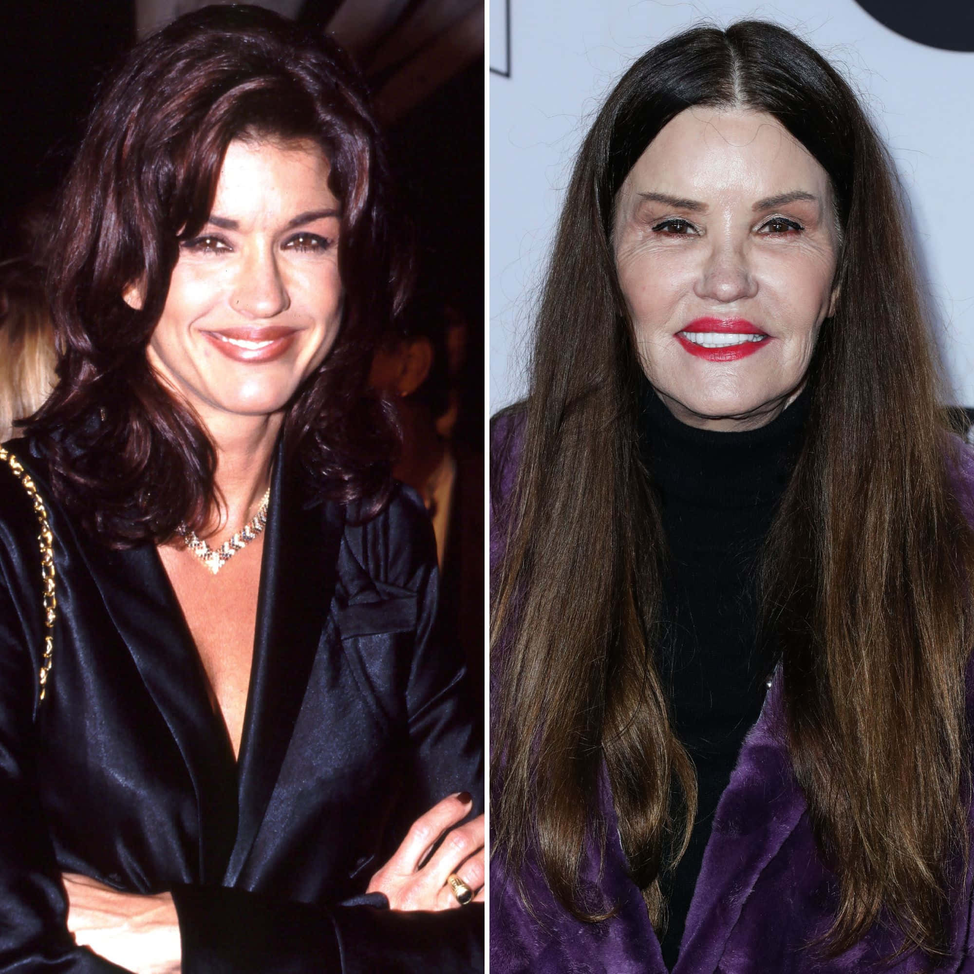 Janice Dickinson, black satin blazer, purple coat, Full HD Desktop Wallpaper