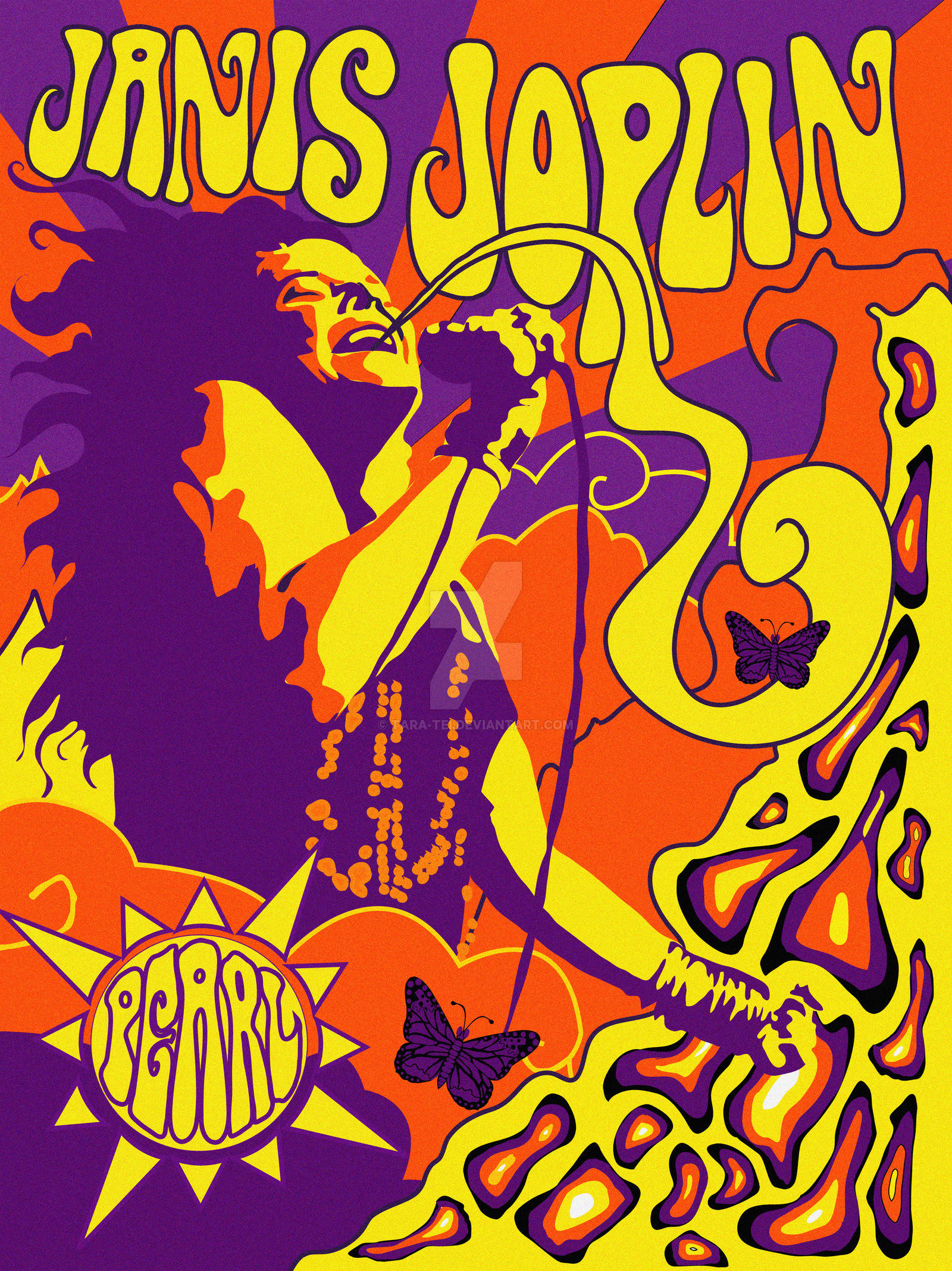 Janis Joplin, digital cartoon, psychedelic poster, Full HD Phone Wallpaper