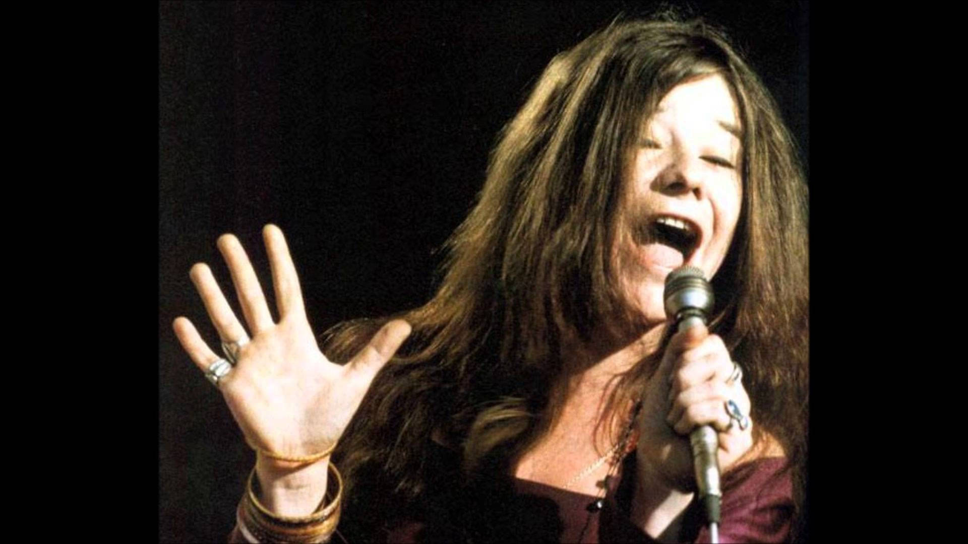 Janis Joplin, long brown hair, microphone, Full HD Desktop Wallpaper