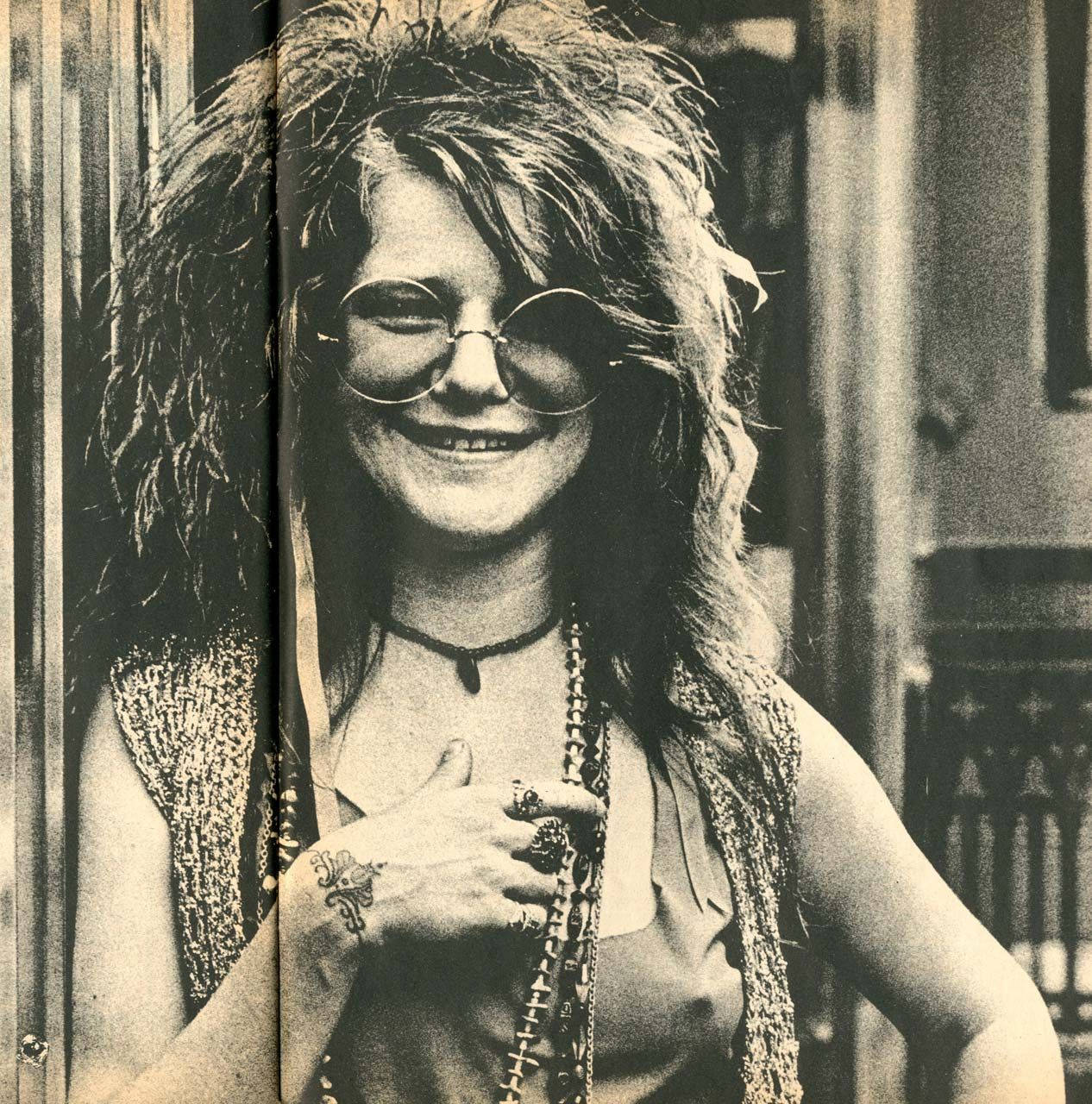 Janis Joplin, vintage black and white photo, wild hair, HD Phone Wallpaper