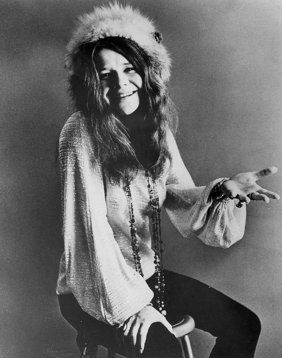 Janis Joplin, studio portrait, long hair, SD Phone Wallpaper