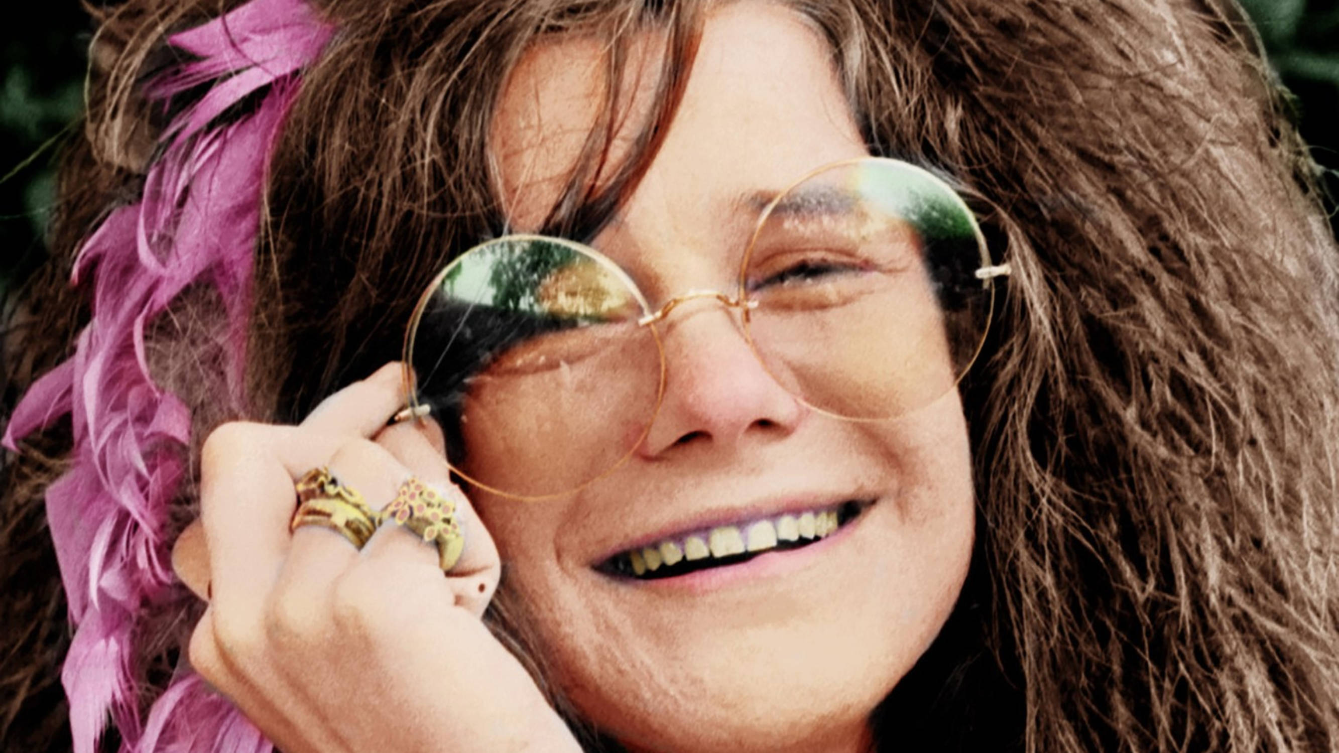 Janis Joplin, long hair, round sunglasses, 2K Desktop Wallpaper