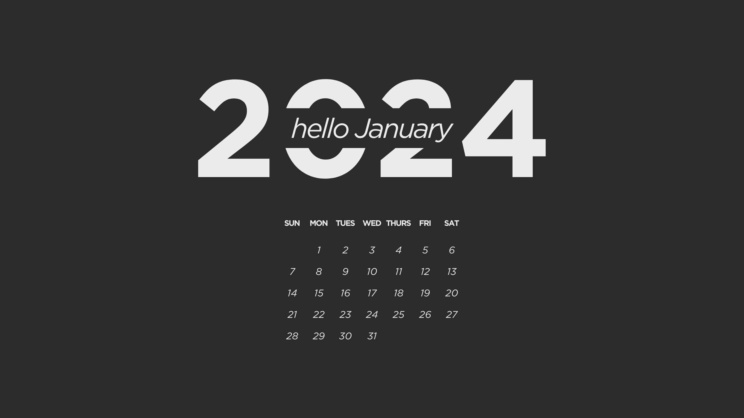 January 2024 Calendar, 2024, January, 2K Desktop Wallpaper