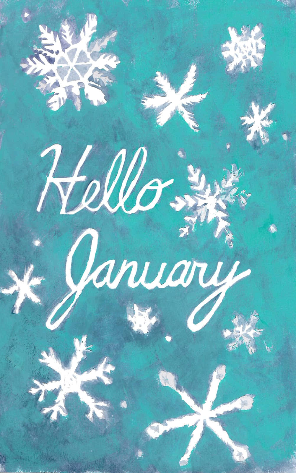January, white snowflakes, textured teal background, HD Phone Wallpaper