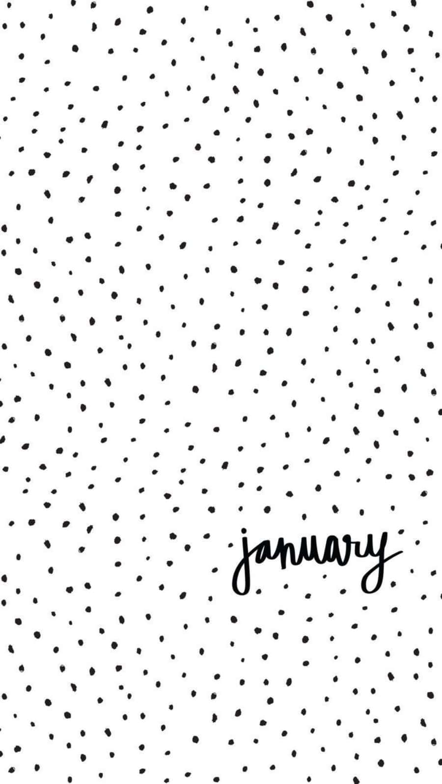 January, black dot pattern, handwritten text, HD Phone Wallpaper