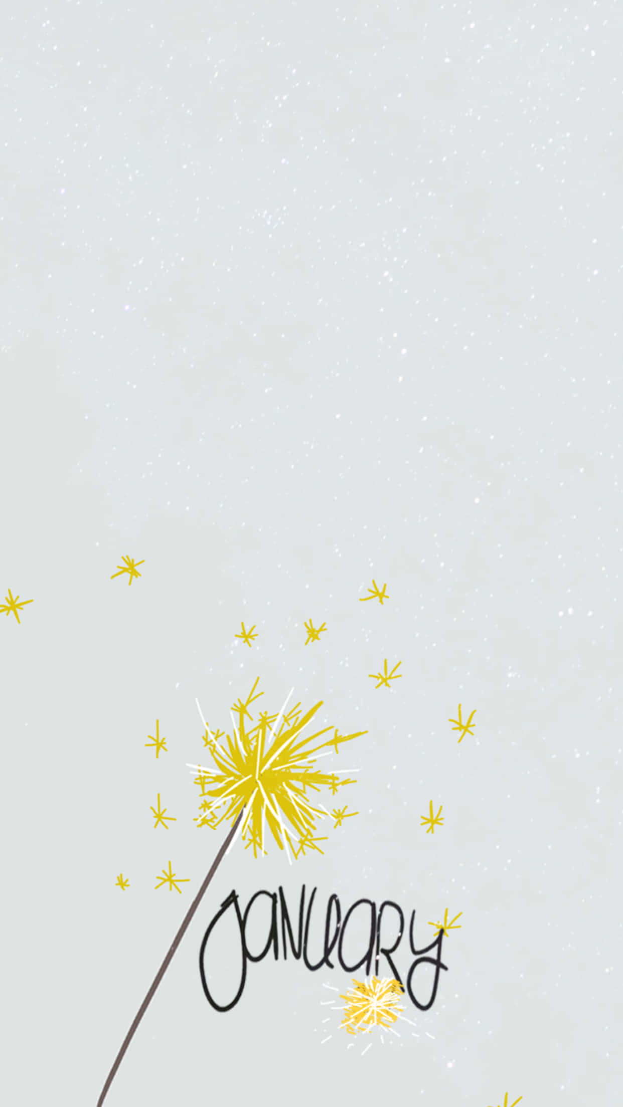 January, yellow dandelion, scattered seeds, Full HD Phone Wallpaper