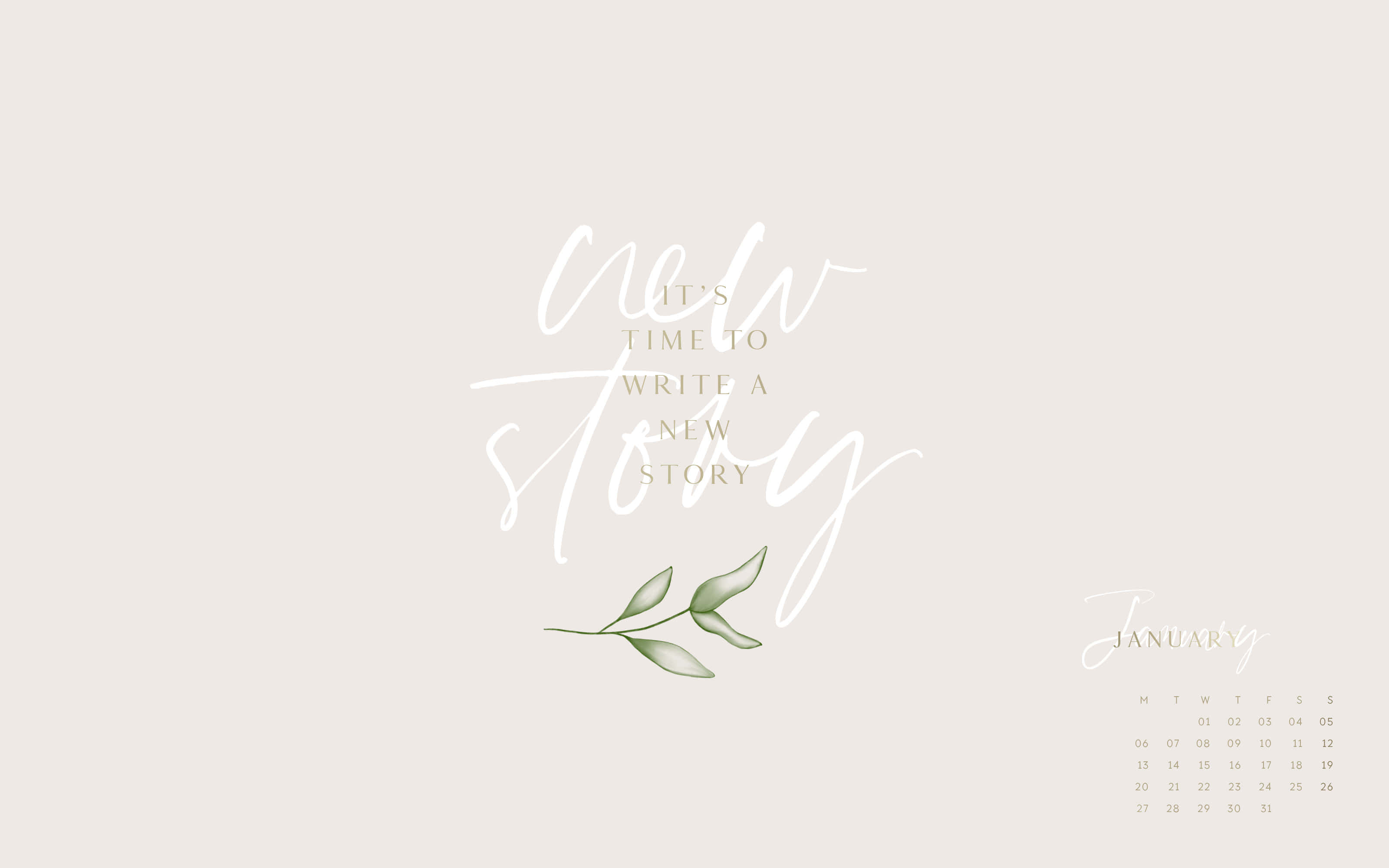 January, calendar wallpaper, elegant script text, 2K Desktop Wallpaper