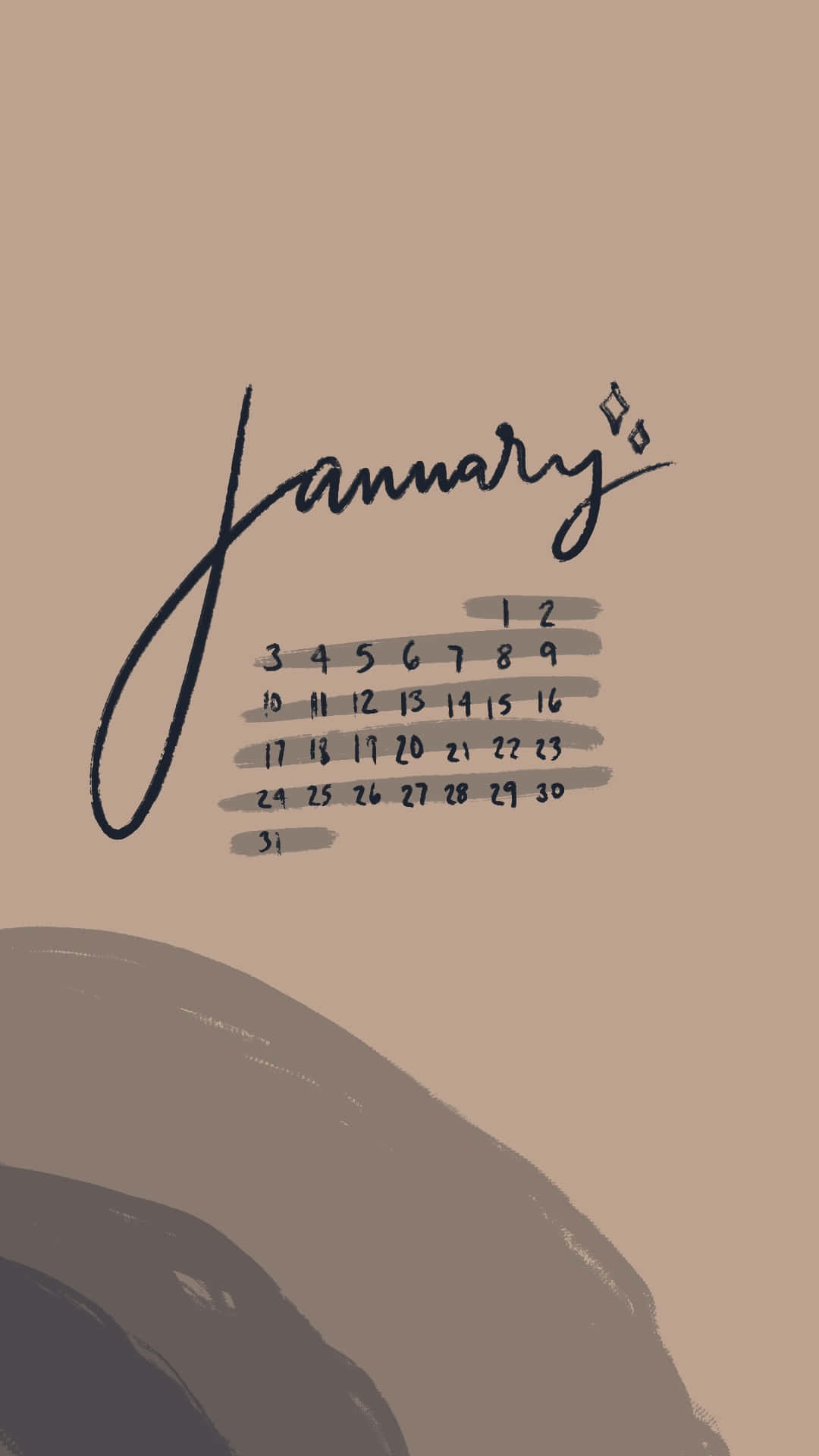 January, minimalist calendar, black script, Full HD Phone Wallpaper