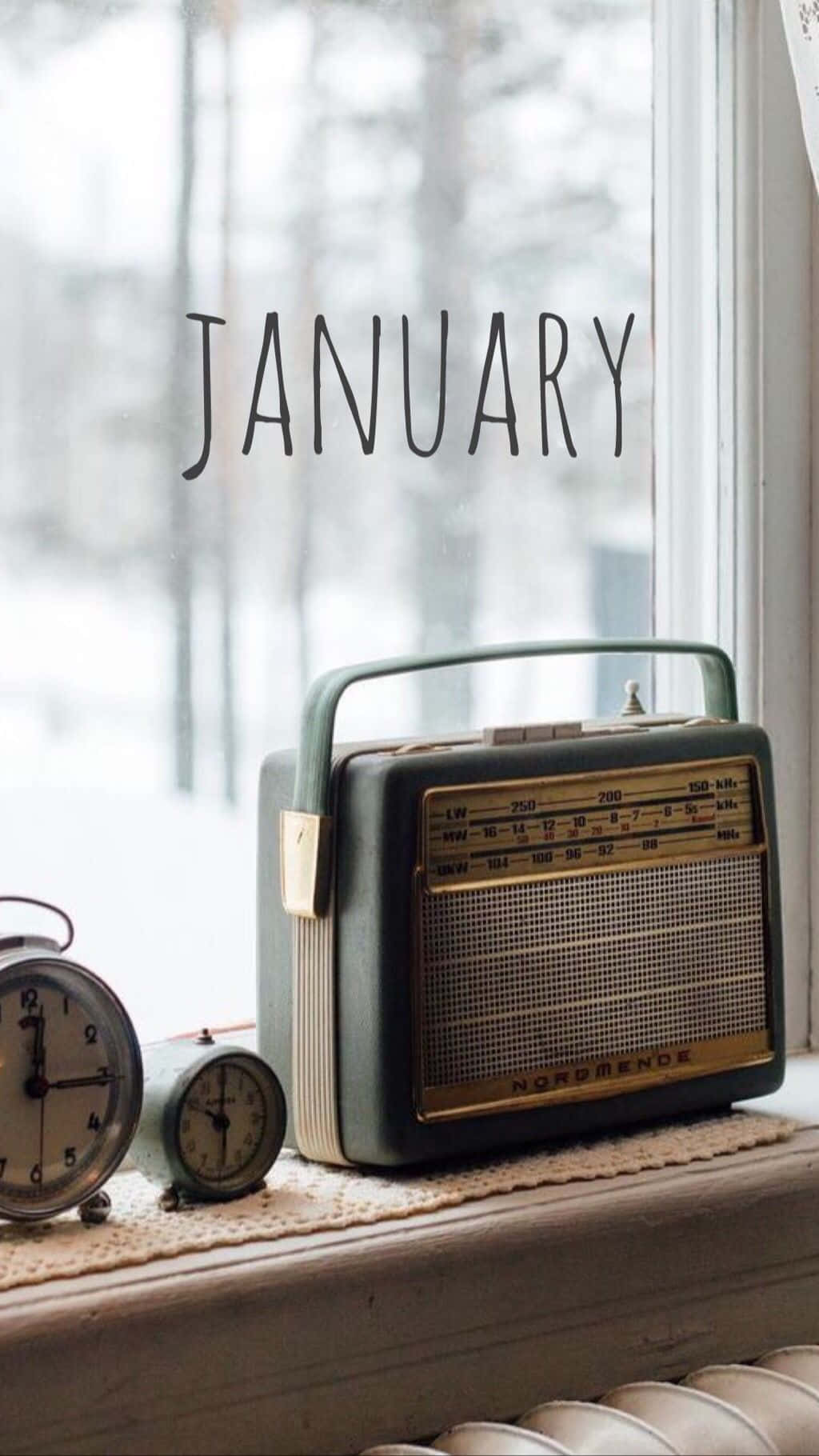 January, vintage green radio, alarm clock, HD Phone Wallpaper
