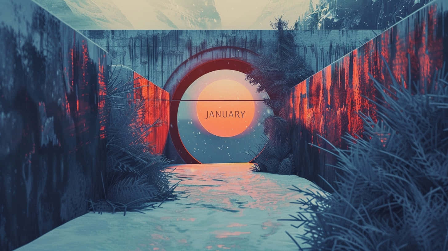 January, winter sunrise, glowing orange sun, HD Desktop Wallpaper