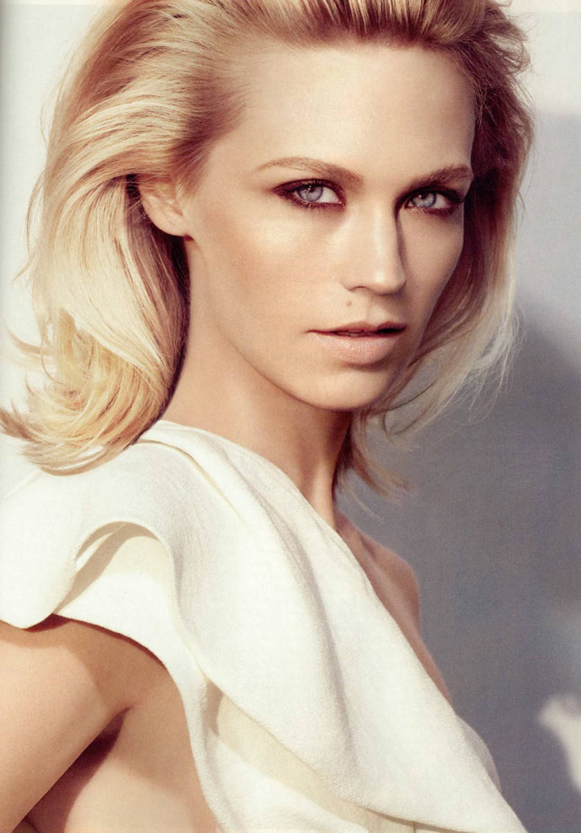January Jones, blonde, striking blue eyes, SD Phone Wallpaper
