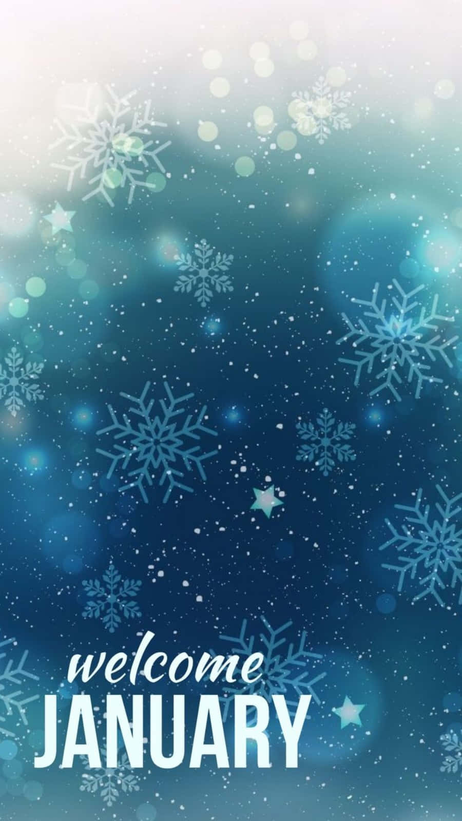 January, blue gradient sky, snowflakes, HD Phone Wallpaper