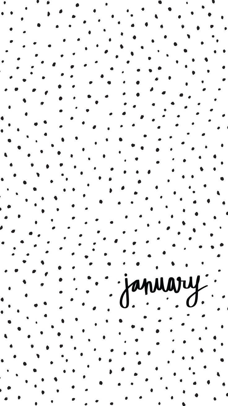 January, black dot pattern, handwritten January text, HD Phone Wallpaper