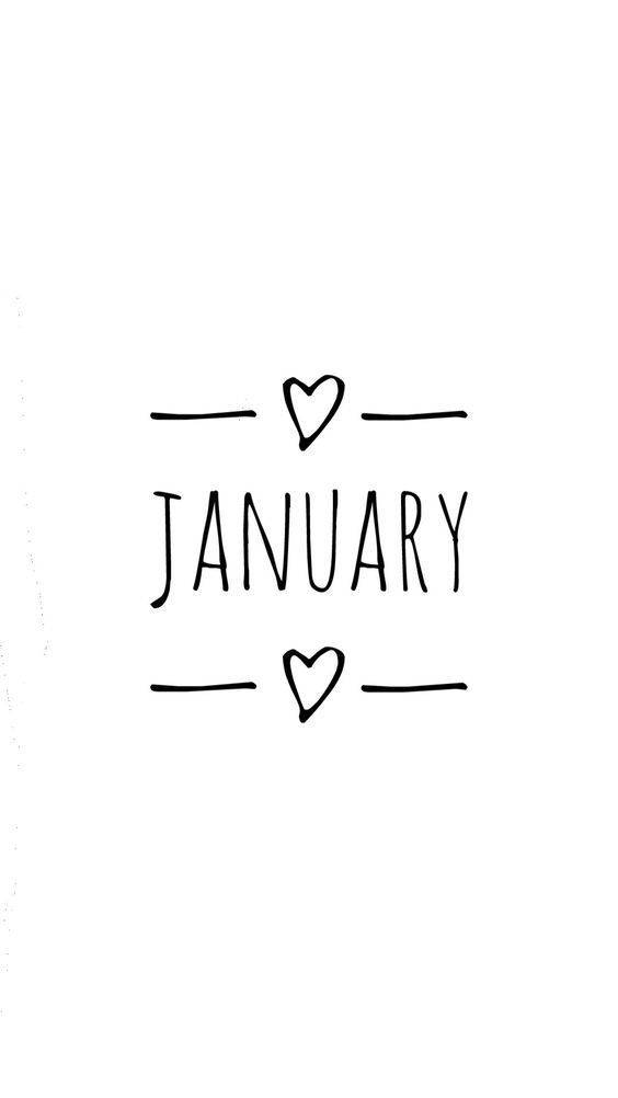 January, black, handwritten text, SD Phone Wallpaper