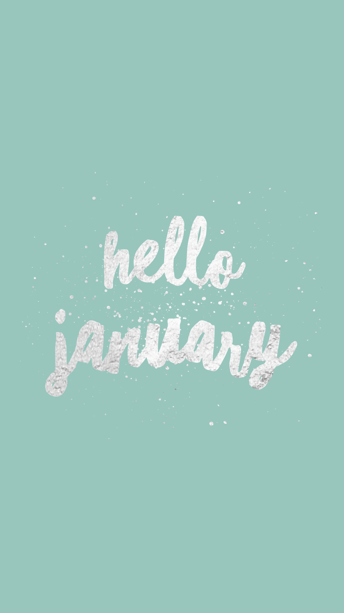 hello january, mint green, white glittery cursive text, Full HD Phone Wallpaper