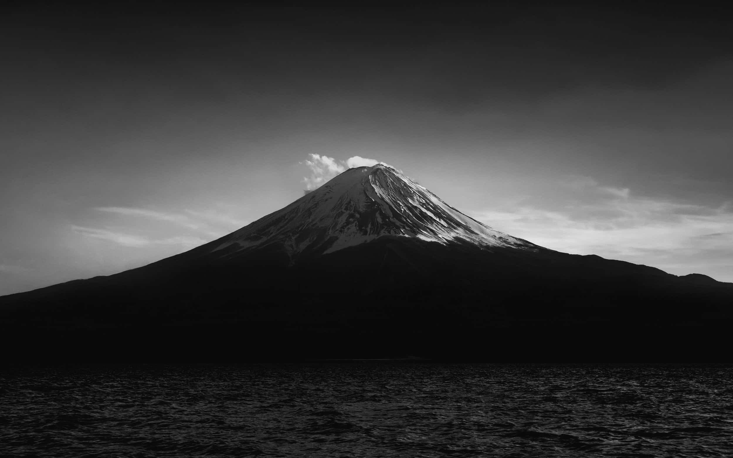 Japan, snow-capped mountain, dark lake, Full HD Desktop Wallpaper
