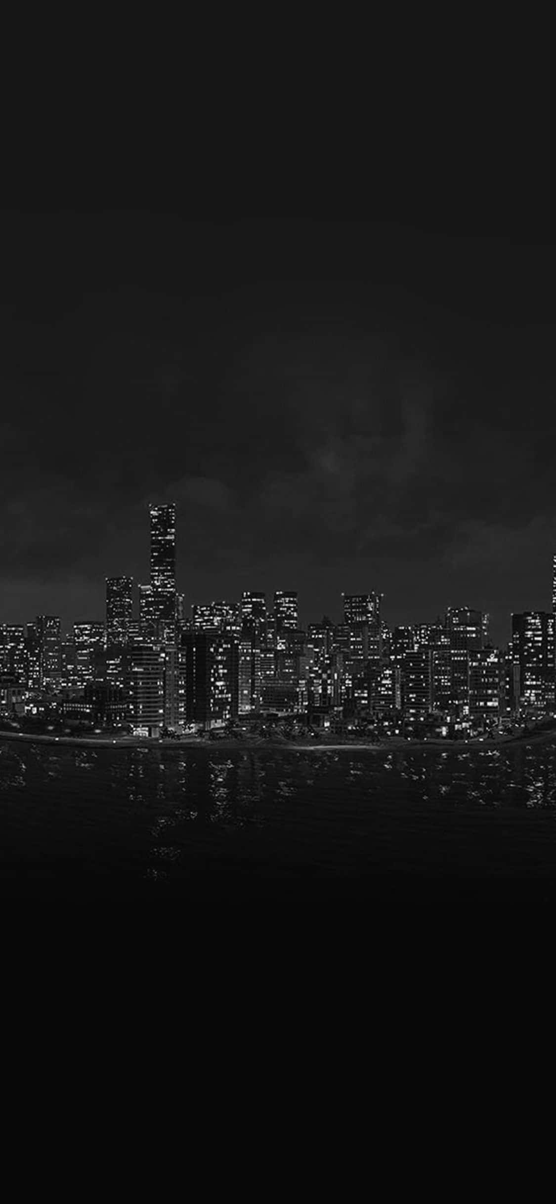 city skyline, night, glowing windows, Full HD Phone Wallpaper