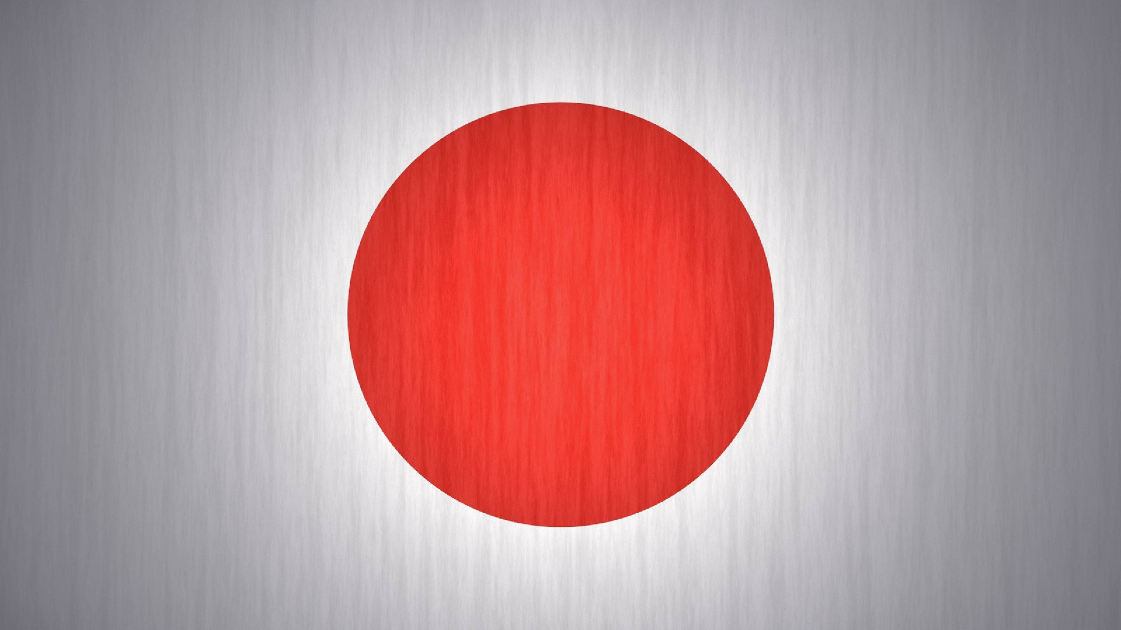 Japan flag, brushed gray backdrop, red circle, 4K Desktop Wallpaper